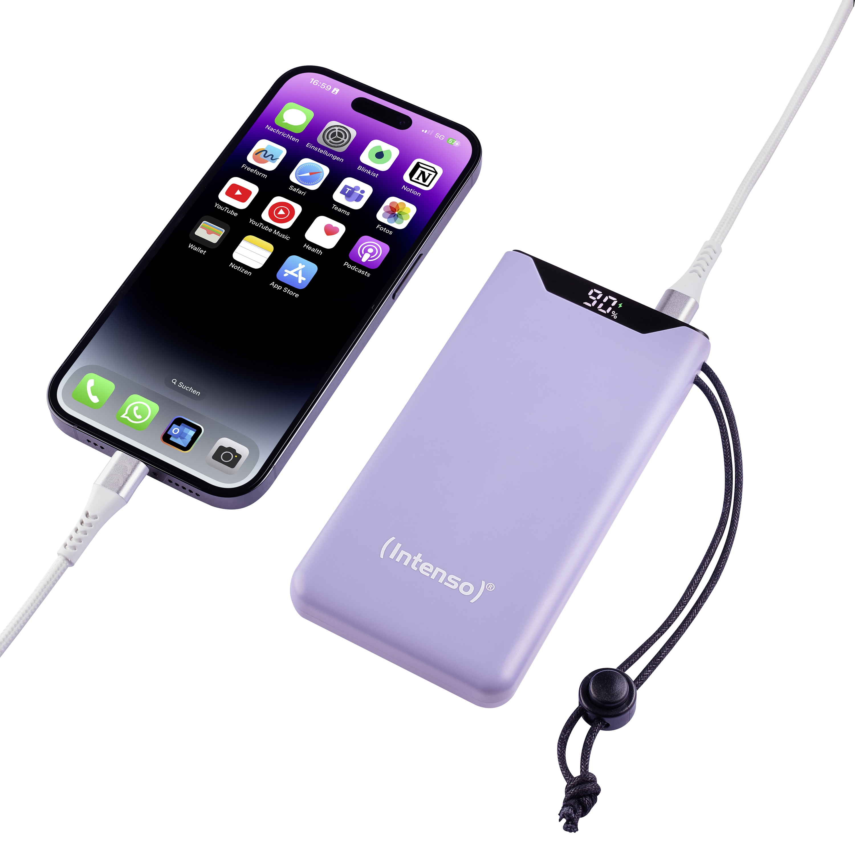 INTENSO USB Powerbank 7332033, F10000, 10.000mAh, 20 W, lila INTENSO USB Powerbank 7332033, F10000, 10.000mAh, 20 W, lila