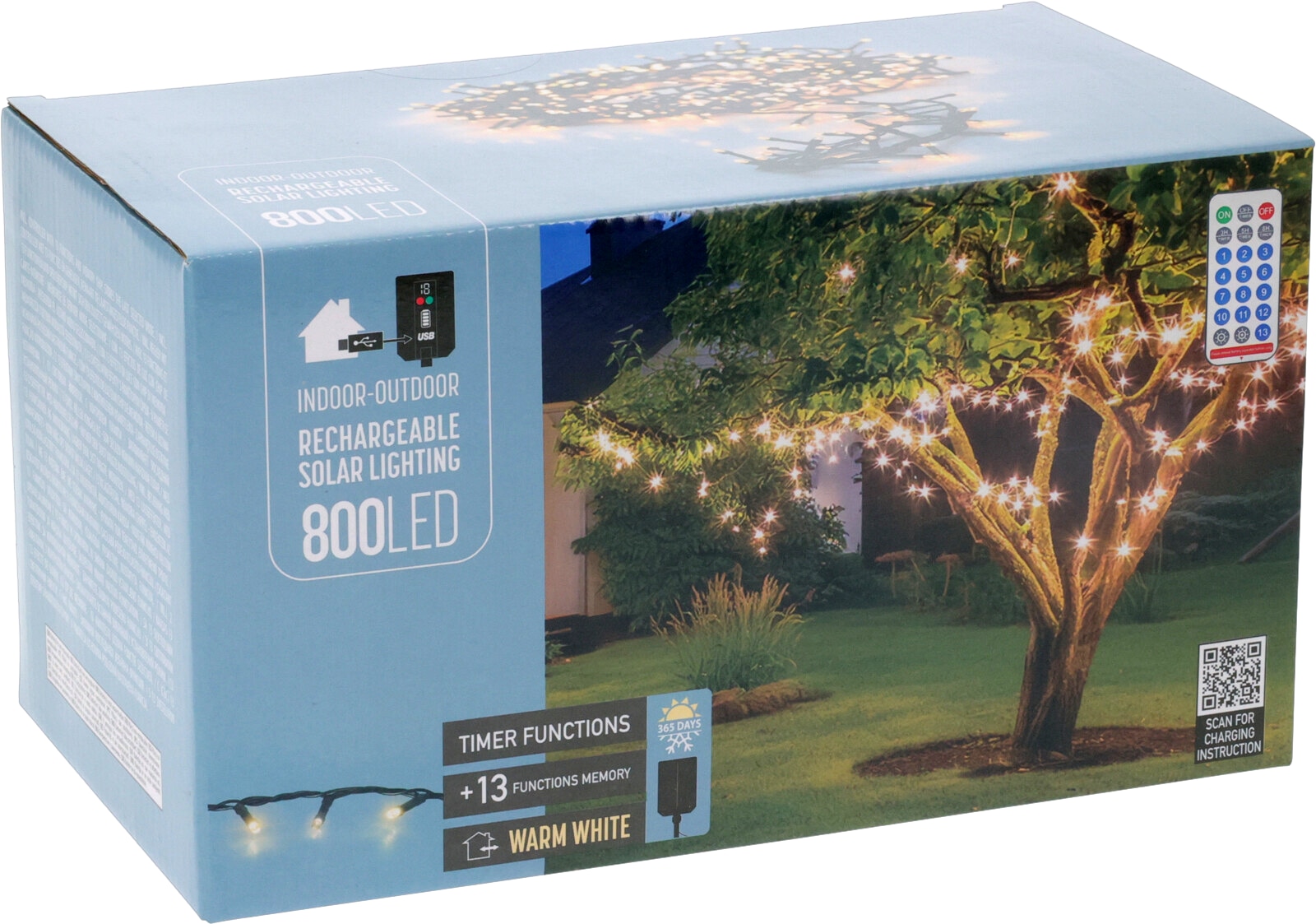 Solar LED-Lichterkette, 800 LEDs, warmweiß, 18,90m, 14 Funktionen, Innen/Außen KOOPMAN Solar LED-Lichterkette, 800 LEDs, warmweiß, 18,90m, 14 Funktionen, Innen/Außen