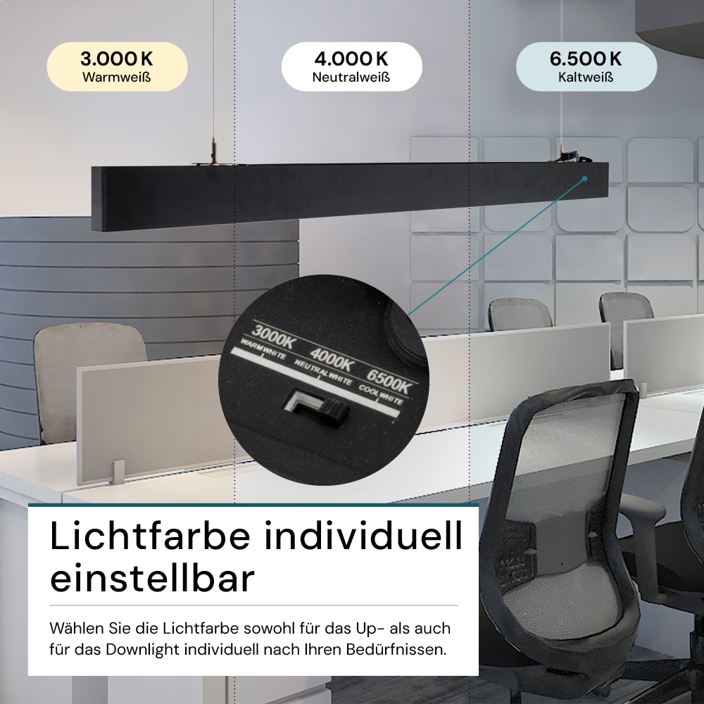 LUXULA LED-Büro-/Tresenleuchte, 30W, 3000/4000/6500K, EEK: E, 3600lm, IP20, schwarz LUXULA LED-Büro-/Tresenleuchte, 30W, 3000/4000/6500K, EEK: E, 3600lm, IP20, schwarz