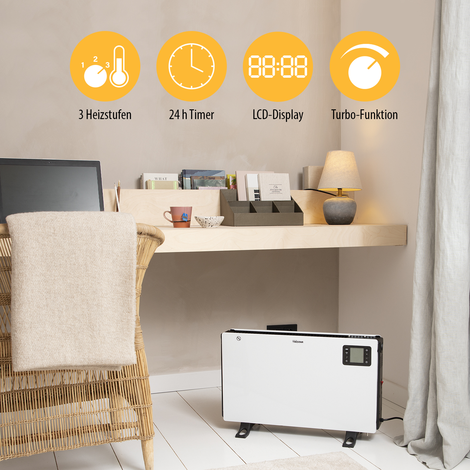 TRISTAR Konvektorheizung KA-5819, 3 Stufen, Wi-Fi, 2000 W, weiß TRISTAR Konvektorheizung KA-5819, 3 Stufen, Wi-Fi, 2000 W, weiß