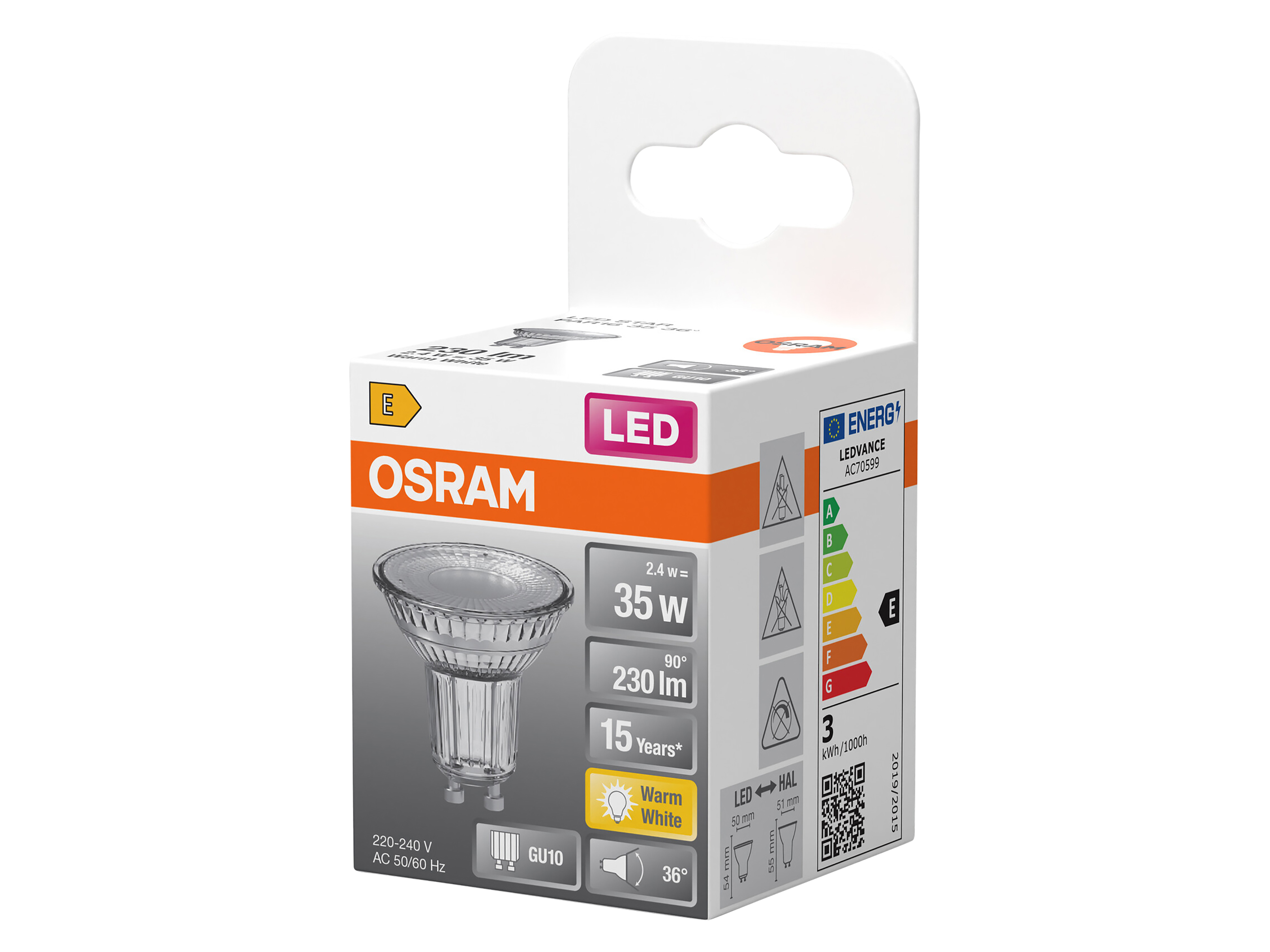 OSRAM LED-Lampe STAR, GU10, 2,4 W, 2700 K, EEK: E, 230 lm, IP,10 warmweiß OSRAM LED-Lampe STAR, GU10, 2,4 W, 2700 K, EEK: E, 230 lm, IP,10 warmweiß