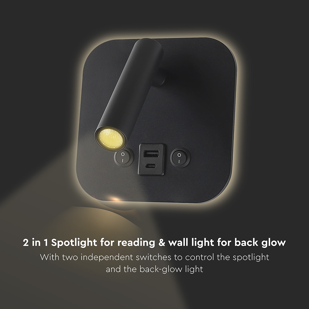 V-TAC LED-Wandleuchte VT-80068, 8W, 3000K, EEK: F, CREE Chip, 830lm, IP20, schwarz V-TAC LED-Wandleuchte VT-80068, 8W, 3000K, EEK: F, CREE Chip, 830lm, IP20, schwarz