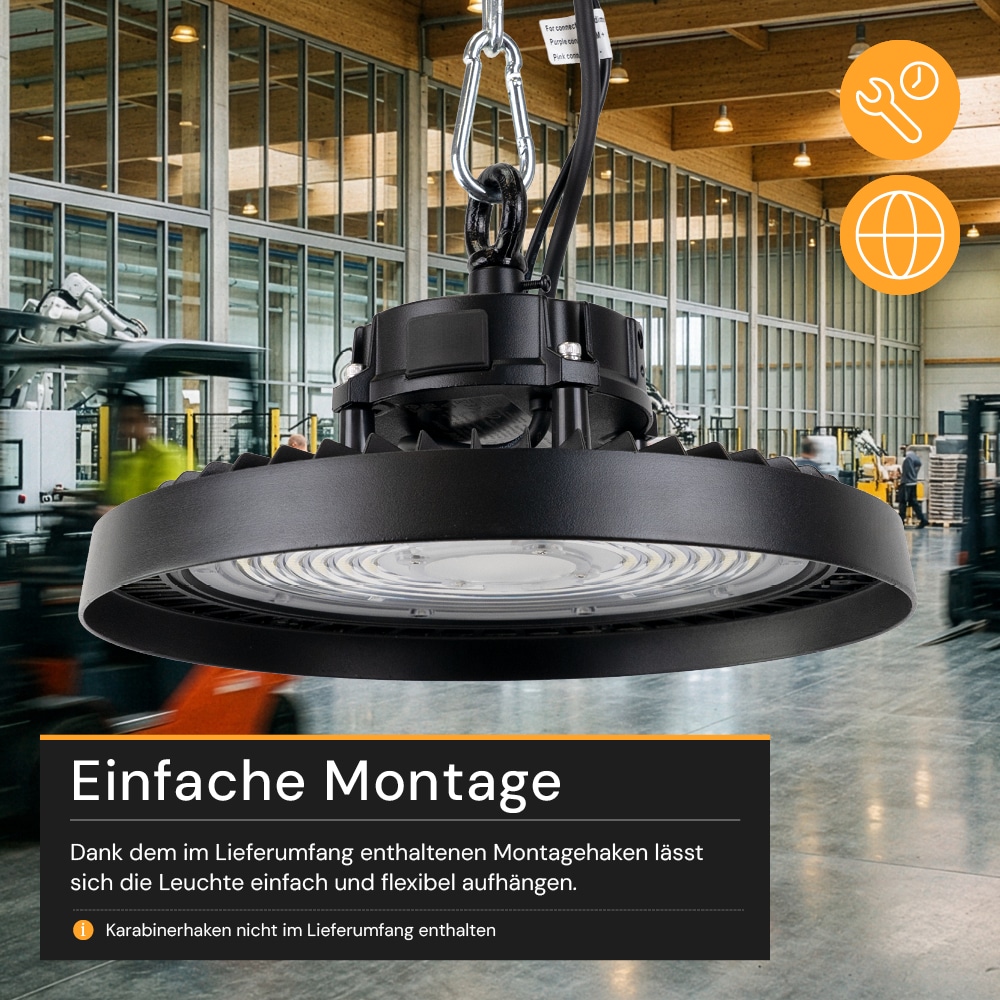ENOVALITE LED-HighBay-Leuchte, UFO, EEK: C, 200W, 34000lm, 5000K, schwarz