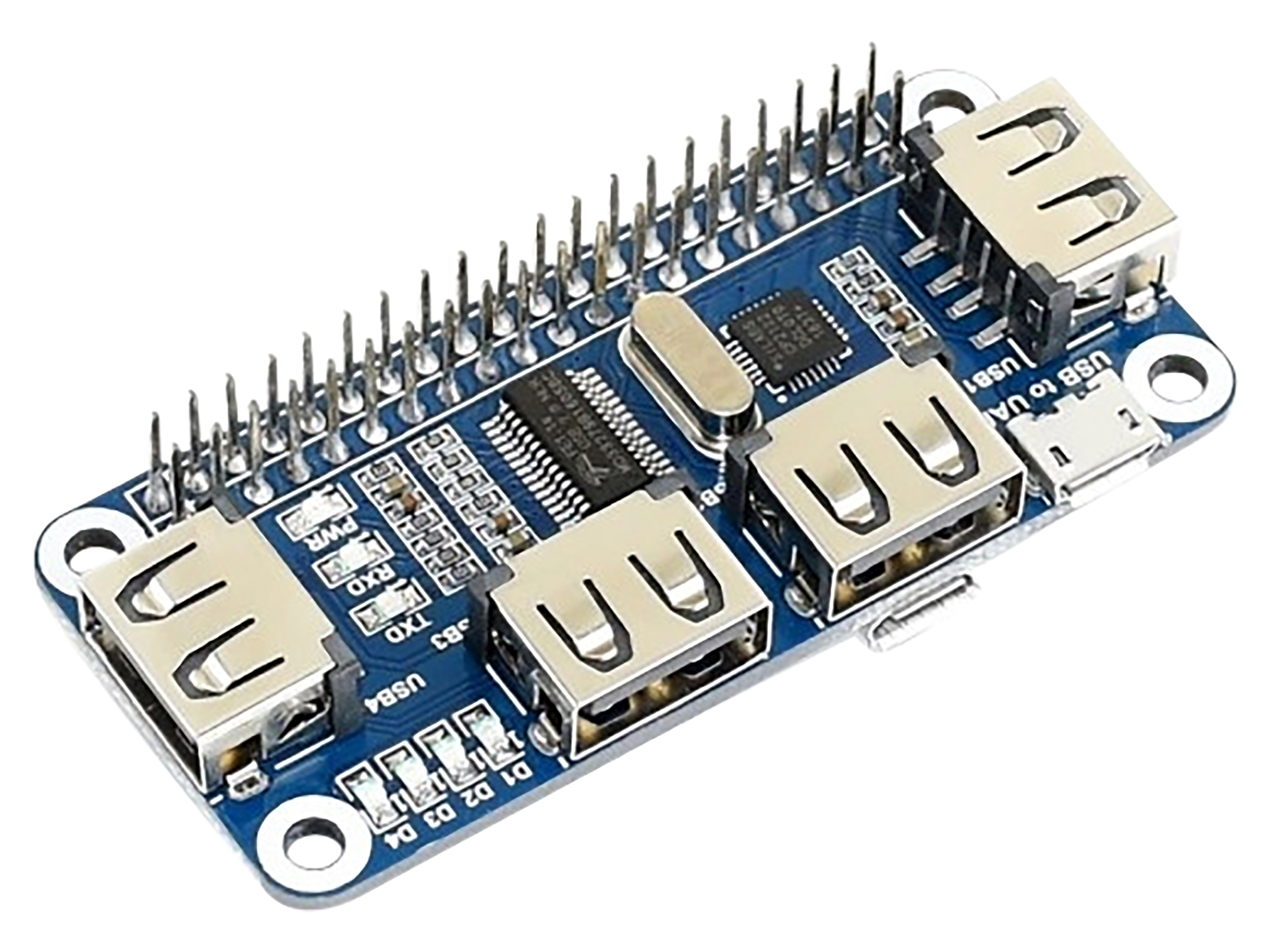 WAVESHARE USB-Hub mit 4 Anschlüssen für Raspberry Pi WAVESHARE USB-Hub mit 4 Anschlüssen für Raspberry Pi