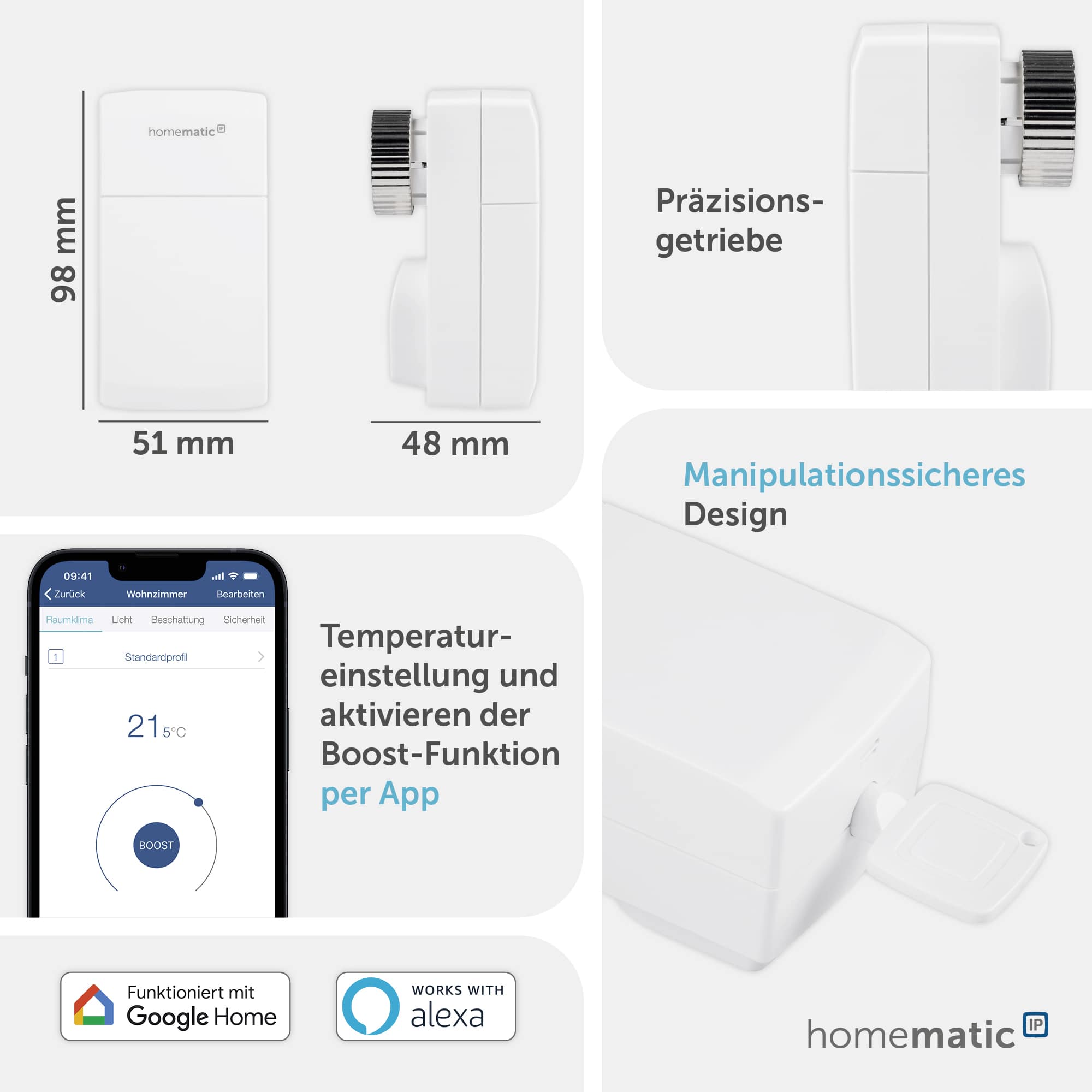 HOMEMATIC IP Smart Home 155648A0, Heizkörper-Thermostatkopf kompakt HOMEMATIC IP Smart Home 155648A0, Heizkörper-Thermostatkopf kompakt