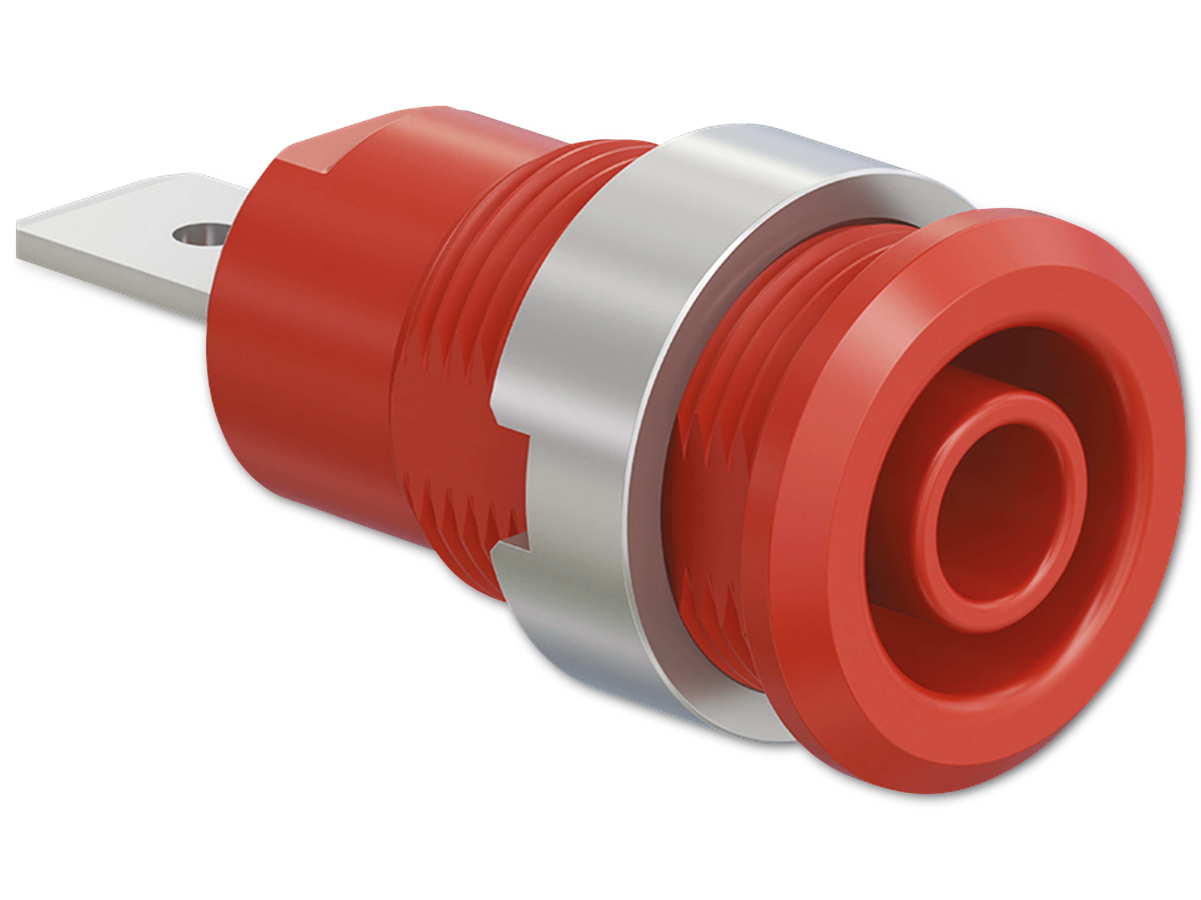 STÄUBLI Sicherheitsbuchse, 49.7046-22, 4 mm , rot, 1000 V, CAT III, 32 A / 600 V, CAT IV, 32 A STÄUBLI Sicherheitsbuchse, 49.7046-22, 4 mm , rot, 1000 V, CAT III, 32 A / 600 V, CAT IV, 32 A