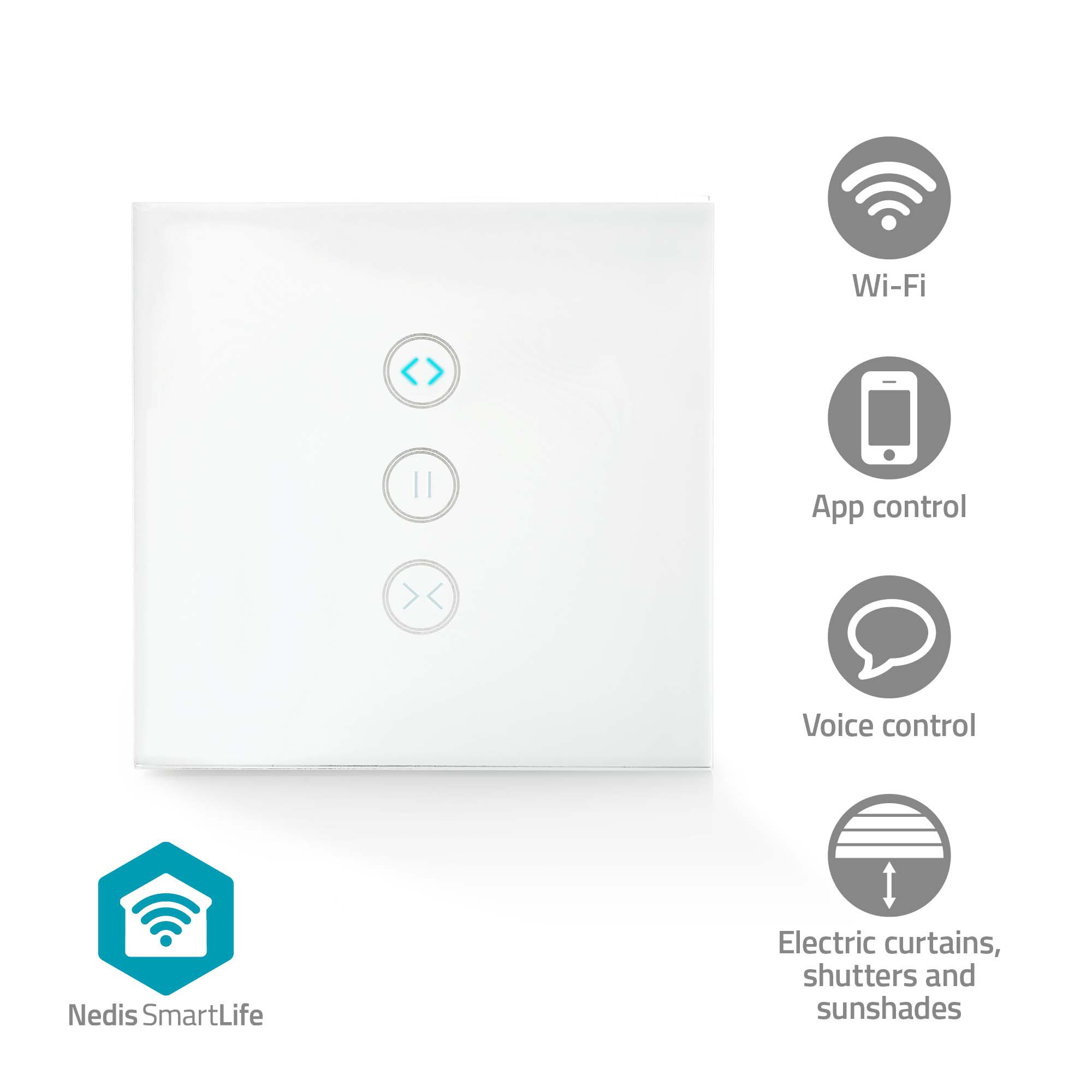 NEDIS Wandschalter SmartLife, Vohänge, Rolläden und Sonnenblenden, weiß