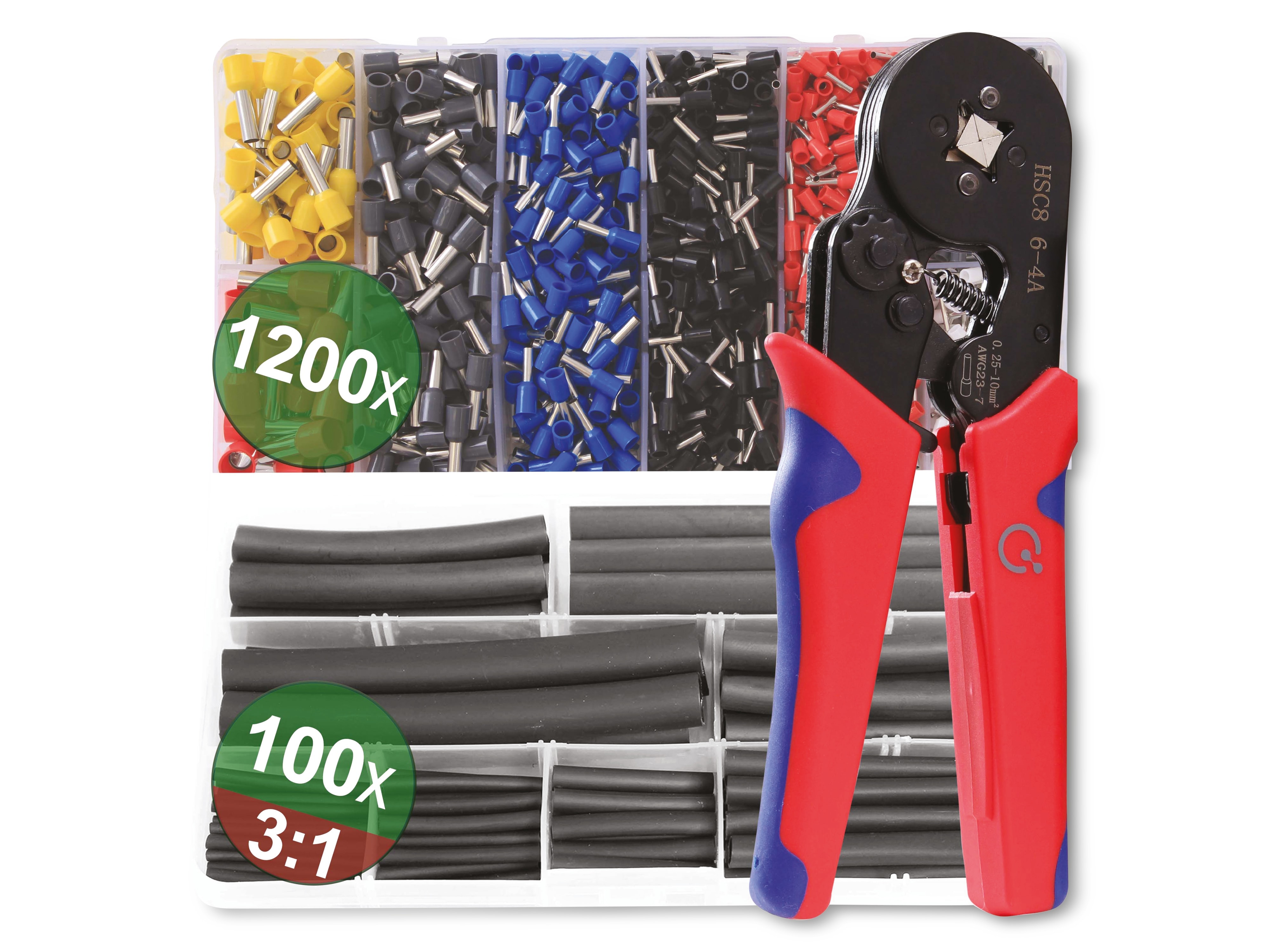 QUADRIOS Crimpzange Set Aderendhülesen 22T009, Schrumpfschlauch QUADRIOS Crimpzange Set Aderendhülesen, Schrumpfschlauch, 22T009