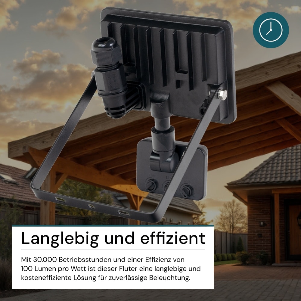 LUXULA LED-Fluter mit Bewegungsmelder, 10W, 1000lm, 4000K, Weiß, IP44, 120° Erfassungswinkel LUXULA LED-Fluter mit Bewegungsmelder, EEK: F, 10W, 1000lm, 4000K, schwarz