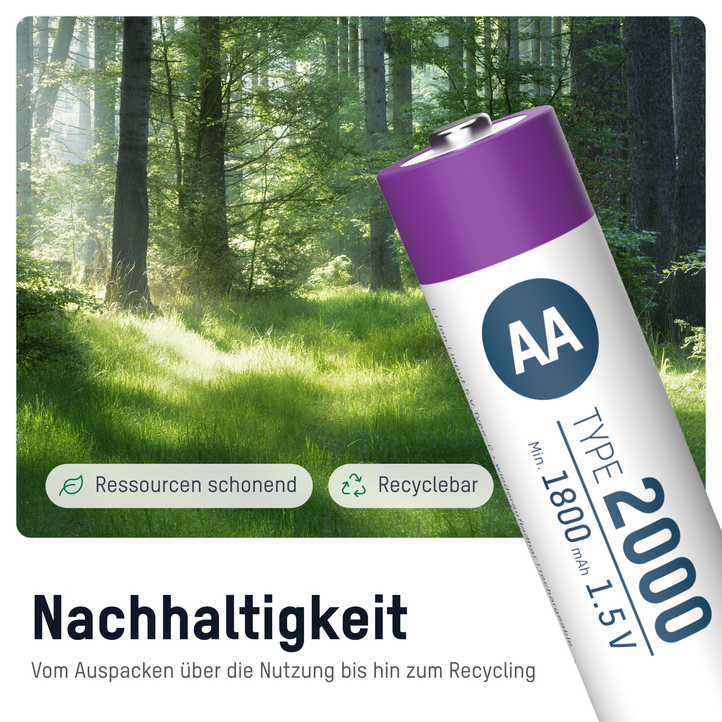 ANSMANN Li-Ion Mignon-Akku, AA, Typ 2000 (min. 1800mAh), 4 Stück ANSMANN Li-Ion Mignon-Akku, AA, Typ 2000 (min. 1800mAh), 4 Stück