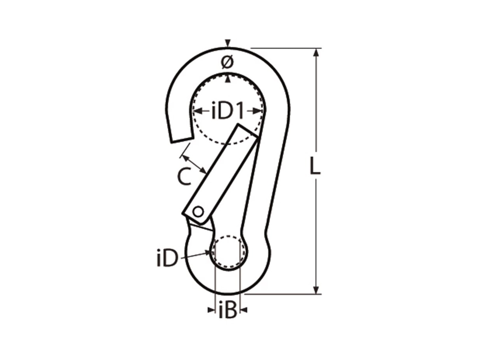 MARINETECH Karabinerhaken Aluminium, silber, 6x60 mm MARINETECH Karabinerhaken Aluminium, silber, 6x60 mm