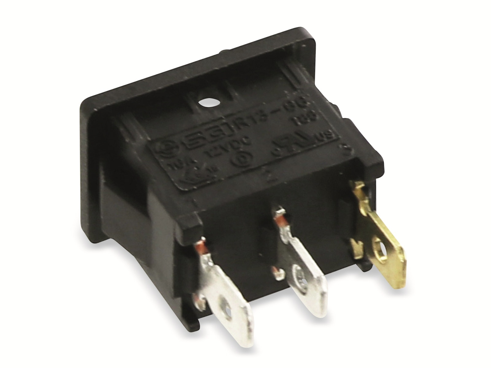 Mini Wippenschalter, 1-pol.,I-0, rot beleuchtet, 12 V-/16 A Mini Wippenschalter, 1-pol.,I-0, rot beleuchtet, 12 V-/16 A