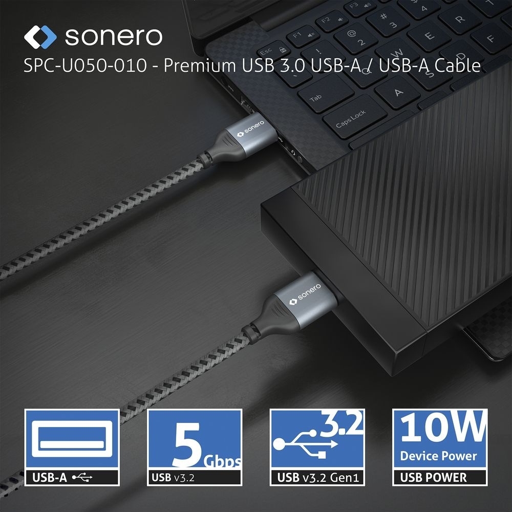 SONERO USB 3.0 Kabel SPC-U050-005 A/A 0,5m grau-schwarz SONERO USB 3.0 Kabel SPC-U050-005 A/A 0,5m grau-schwarz