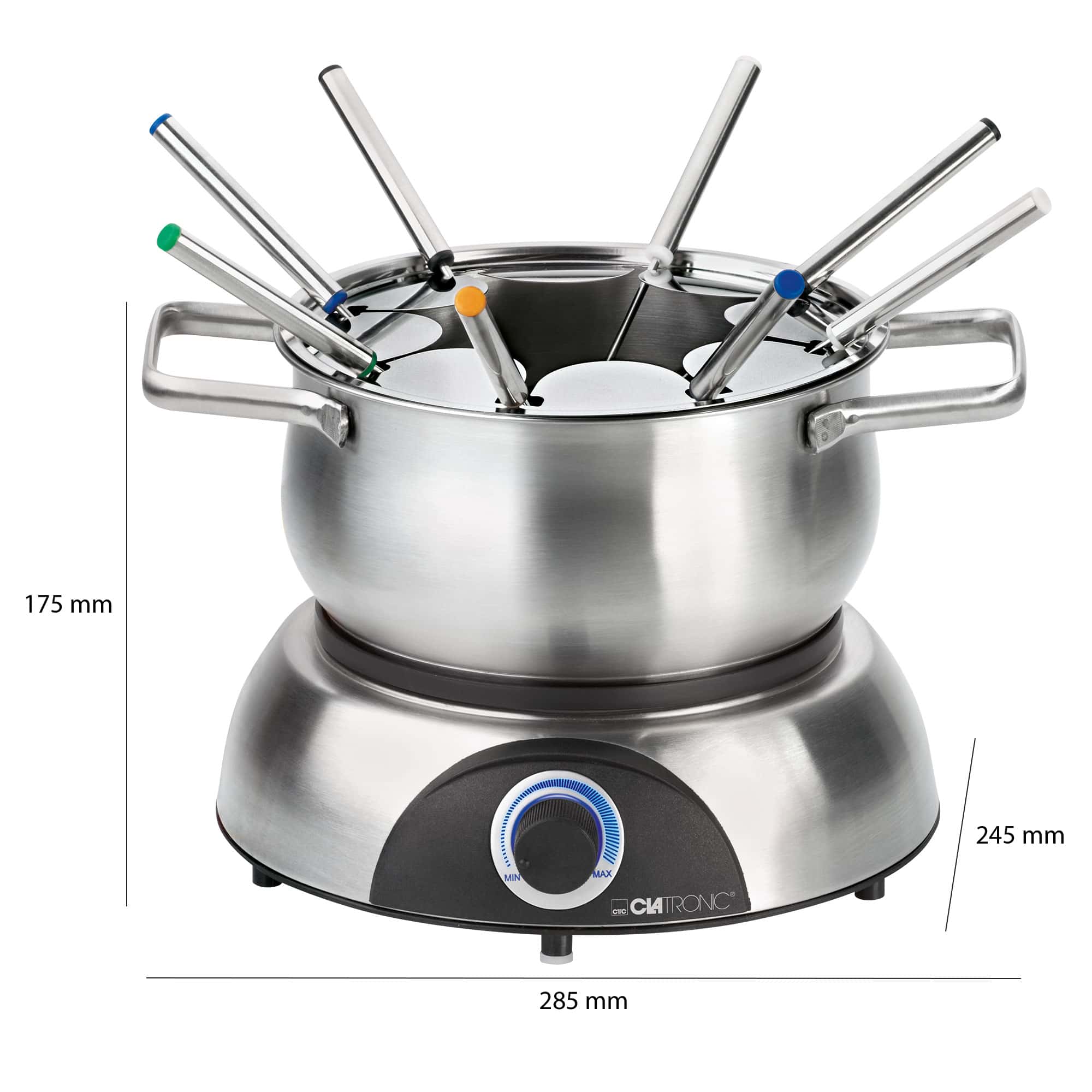 CLATRONIC Fondue-Set FD 3783, Edelstahl Topf, 8 Personen, 1,2 L, 1400W CLATRONIC Fondue-Set FD 3783, Edelstahl Topf, 8 Personen, 1,2 L, 1400W
