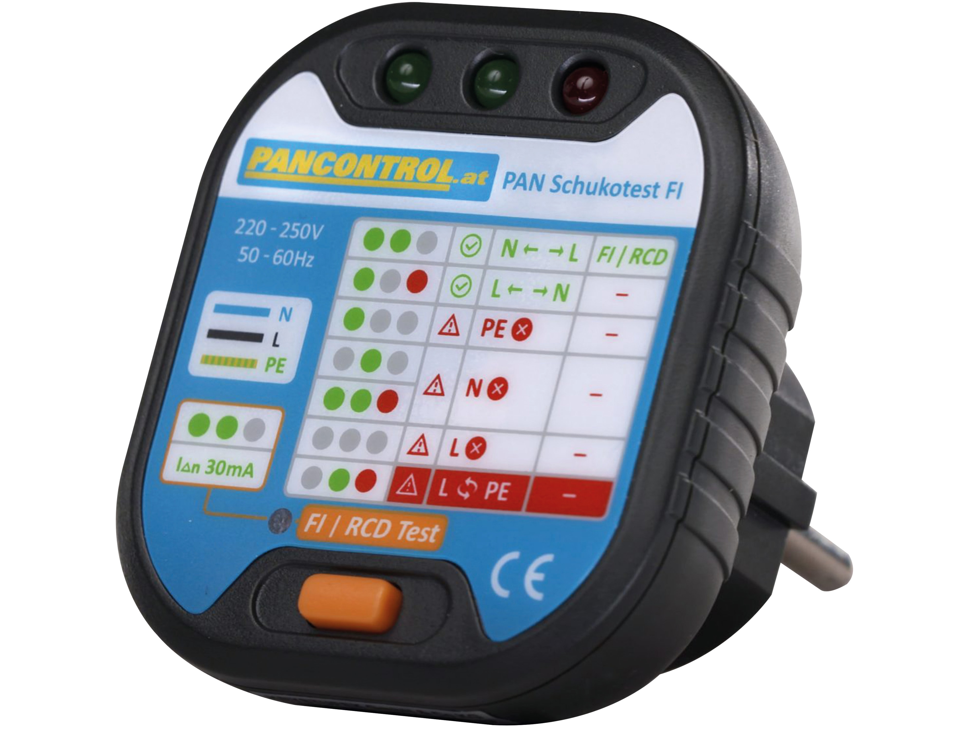 PANCONTROL PAN Steckdosen-Prüfer + FI-Tester PANCONTROL PAN Steckdosen-Prüfer + FI-Tester