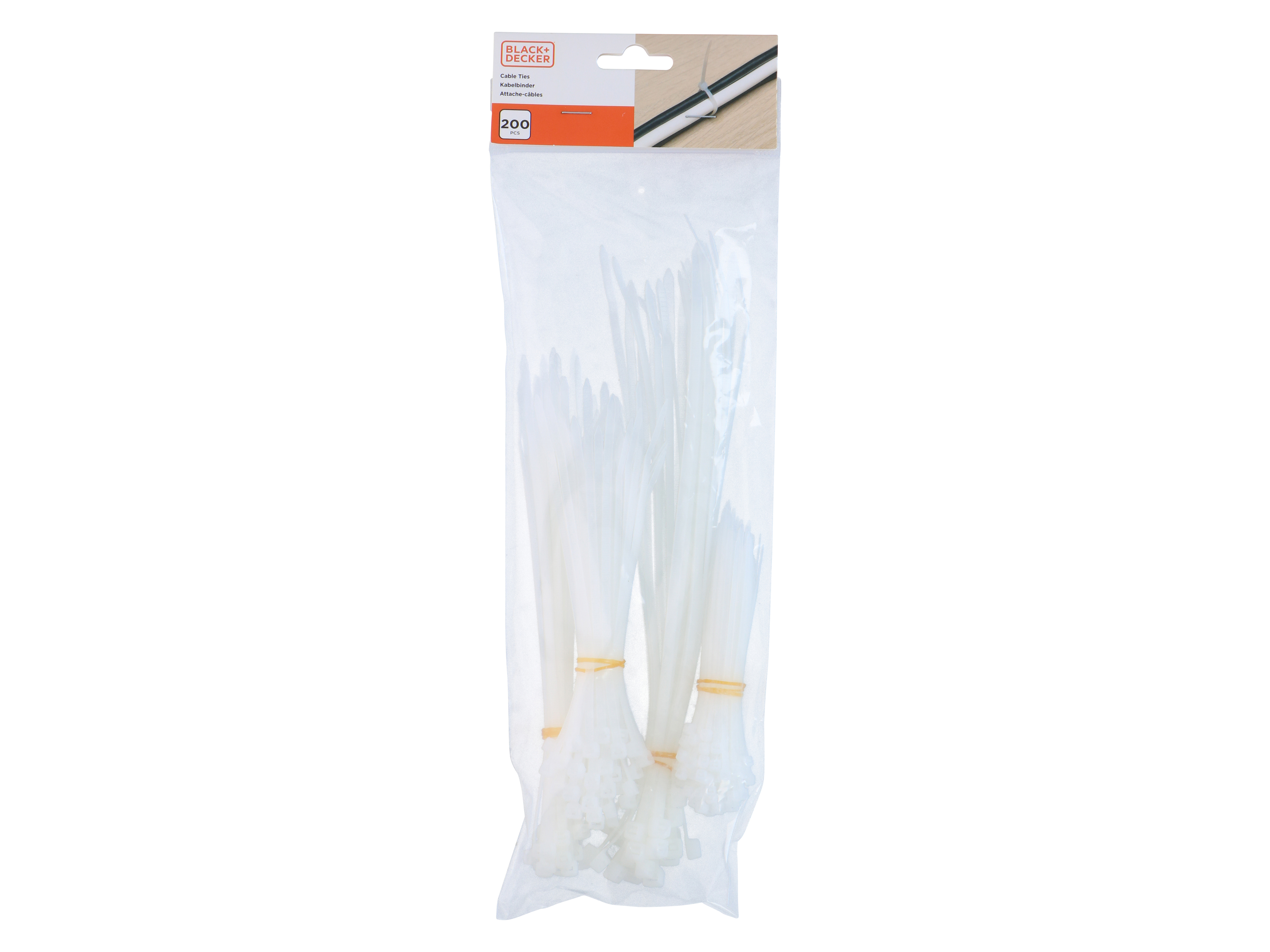 BLACK & DECKER Kabelbinder-Set, 200-tlg. weiß Kabelbinder-Set, BLACK+DECKER, 200-tlg. weiß