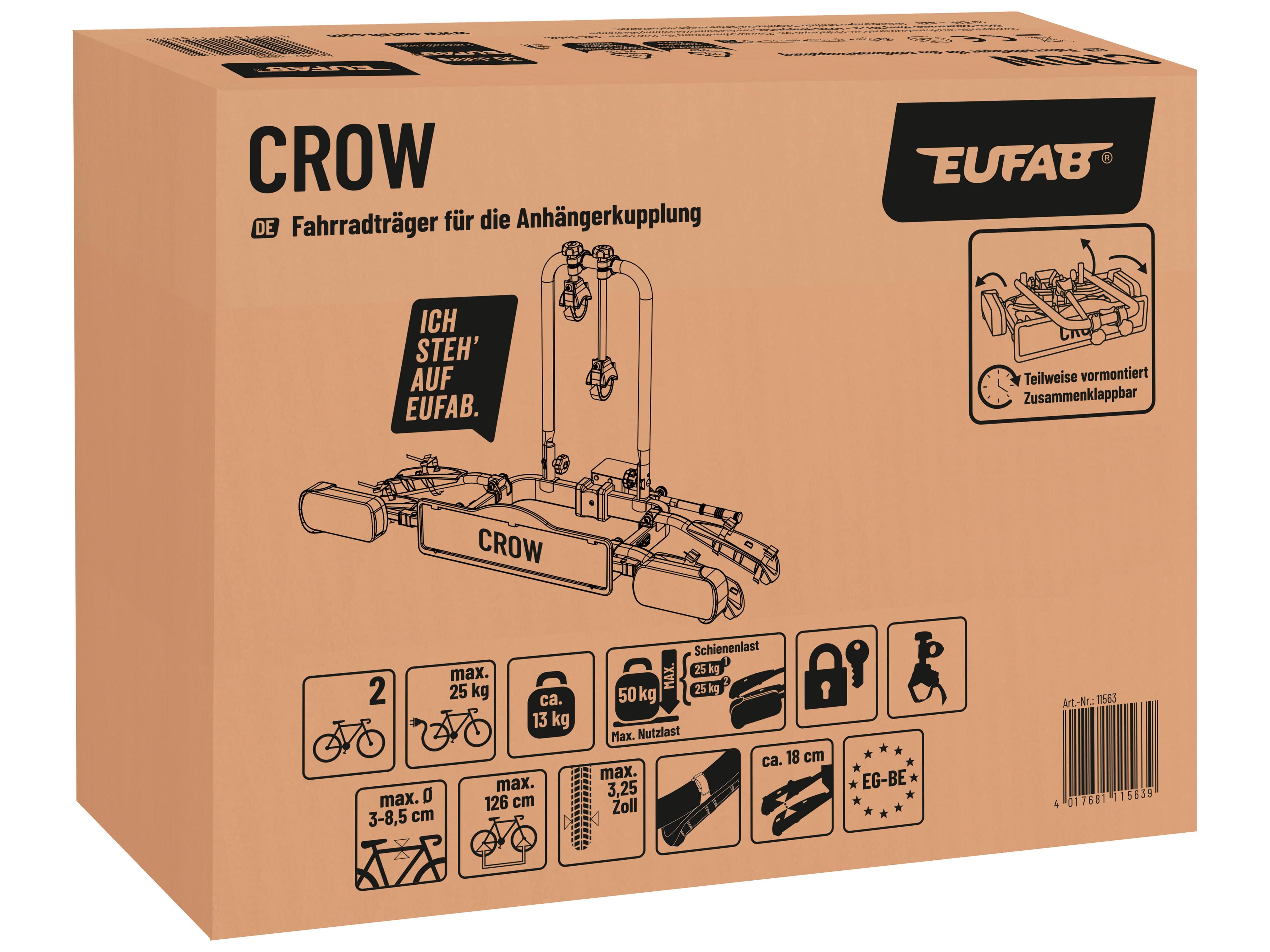EUFAB Fahrradträger, CROW, 11563, für 2 Fahrräder EUFAB Fahrradträger, CROW, 11563, für 2 Fahrräder