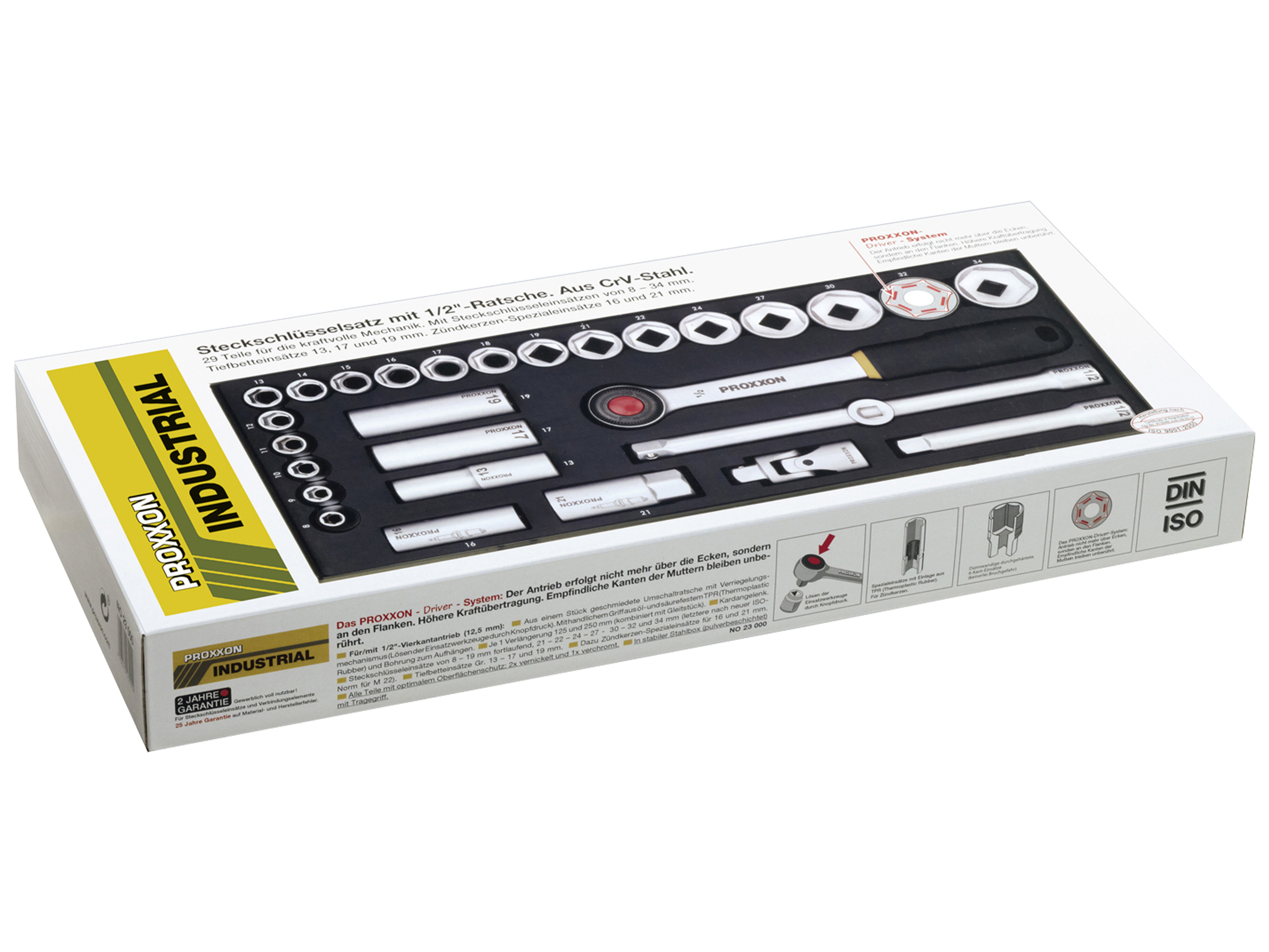 PROXXON Steckschlüsselsatz, 23000, 1/2", 29-teilig