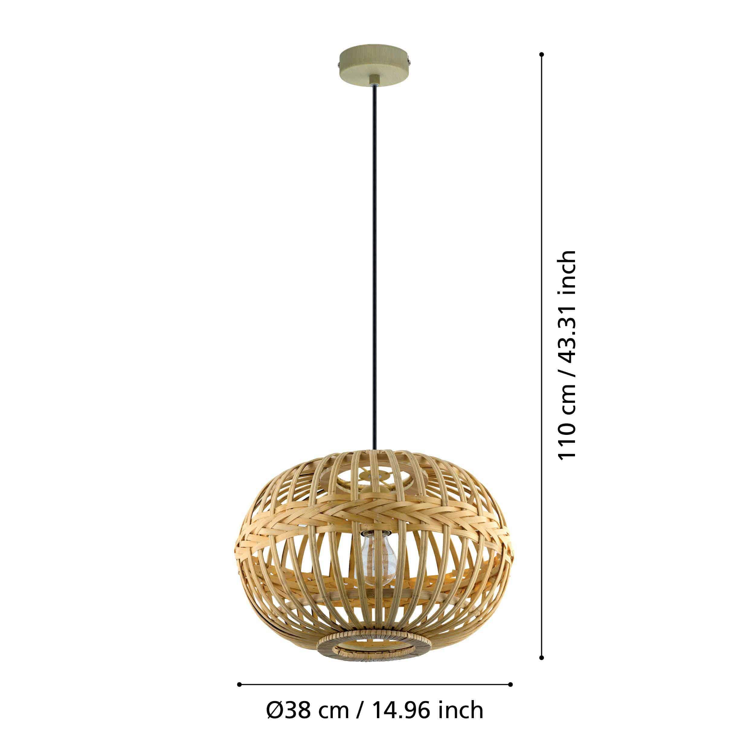 EGLO Pendelleuchte 49771 Bambus, für E27, max. 60 W EGLO Pendelleuchte 49771 Bambus, für E27, max. 60 W