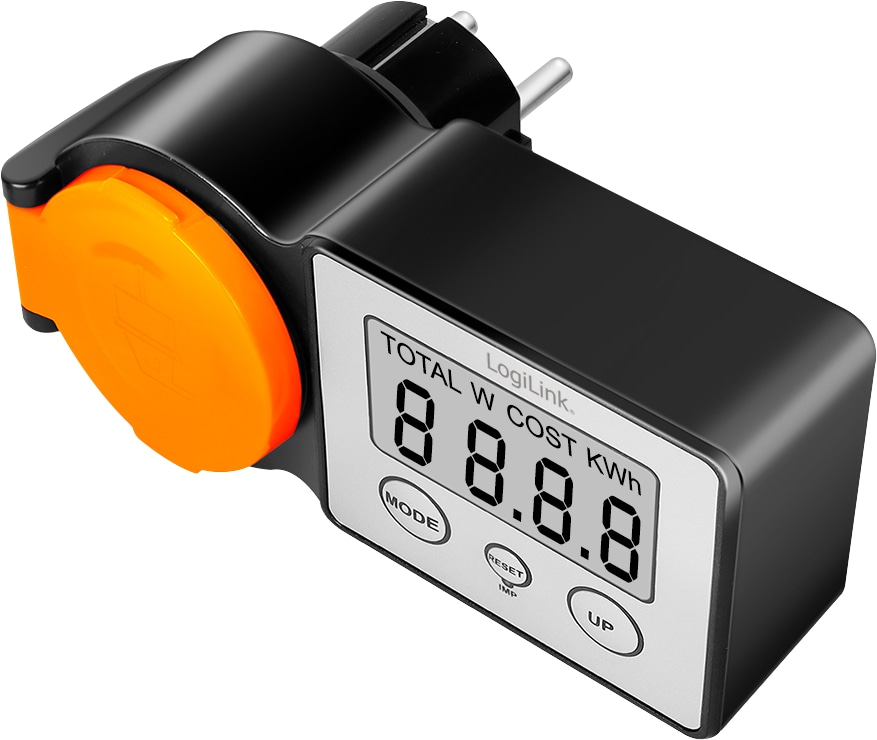 LOGILINK Außensteckdose EM0007, mit Energiekostenmesser, 2"-LCD-Display, Schutzklappe LOGILINK Außensteckdose mit Energiekostenmesser, 2"-LCD-Display, Schutzklappe