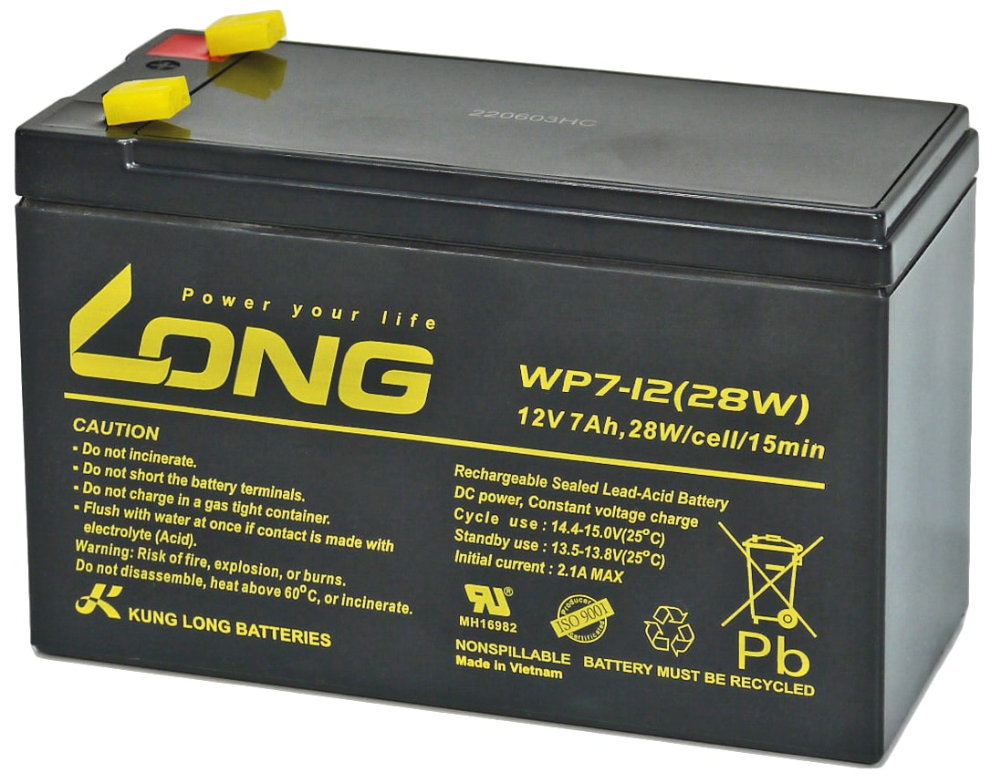 KUNG LONG Blei-Akkumulator Standby, WP7-12, 12 V-, 7 Ah, Faston 6,3 mm KUNG LONG Blei-Akkumulator Standby, WP7-12, 12 V-, 7 Ah, Faston 6,3 mm