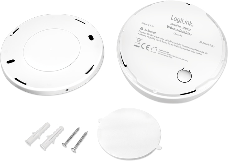 LOGILINK Hitzemelder SC0232, Klasse A1, 85 dB-Alarm, akustisch/optisch, weiß LOGILINK Hitzemelder SC0232, Klasse A1, 85 dB-Alarm, akustisch/optisch, weiß