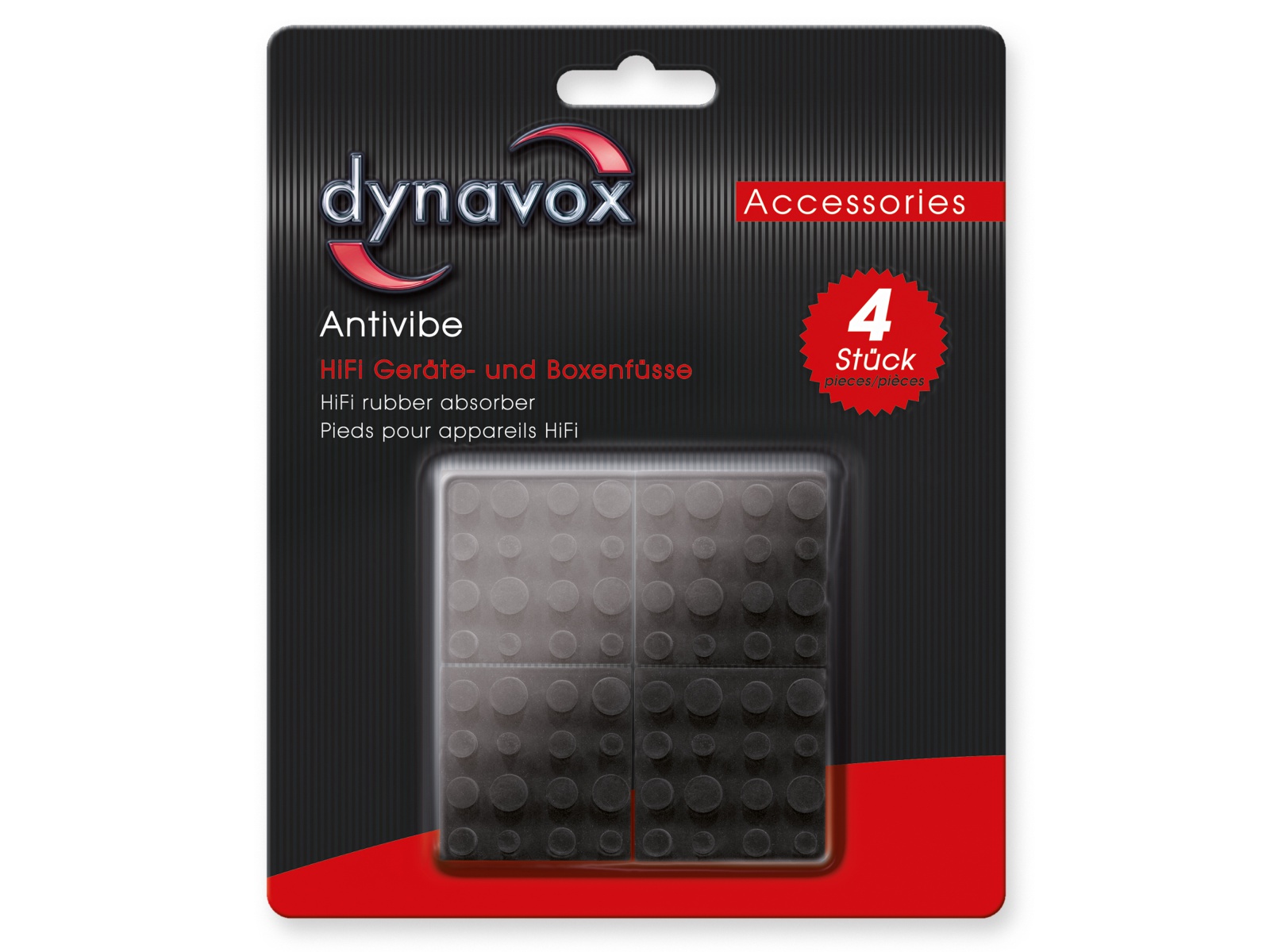 DYNAVOX Antivibe Gerätefüße-Set 4 Stück, Gummi, 40x40 mm DYNAVOX Antivibe Gerätefüße-Set 4 Stück, Gummi, 40x40 mm