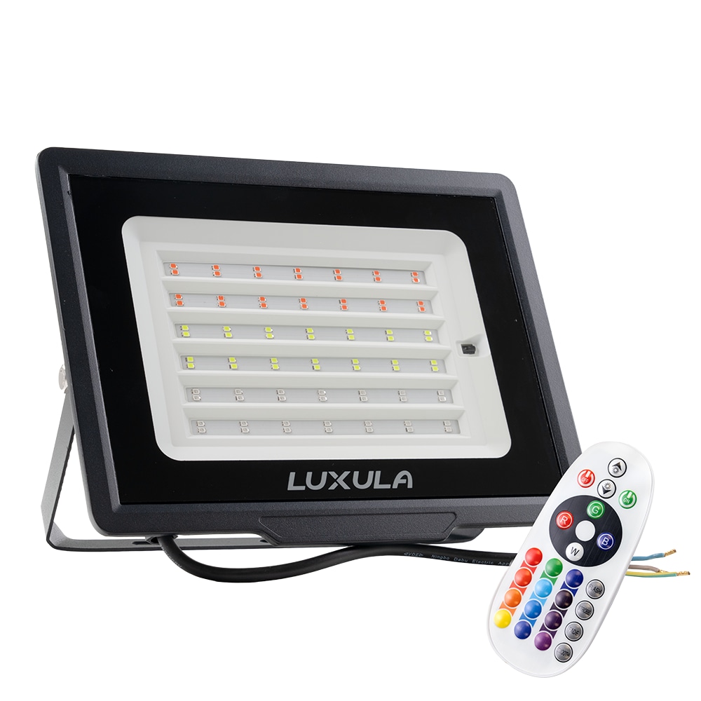 LUXULA RGB LED-Fluter LX400183, 50W, IP65, schwarz, mit Fernbedienung