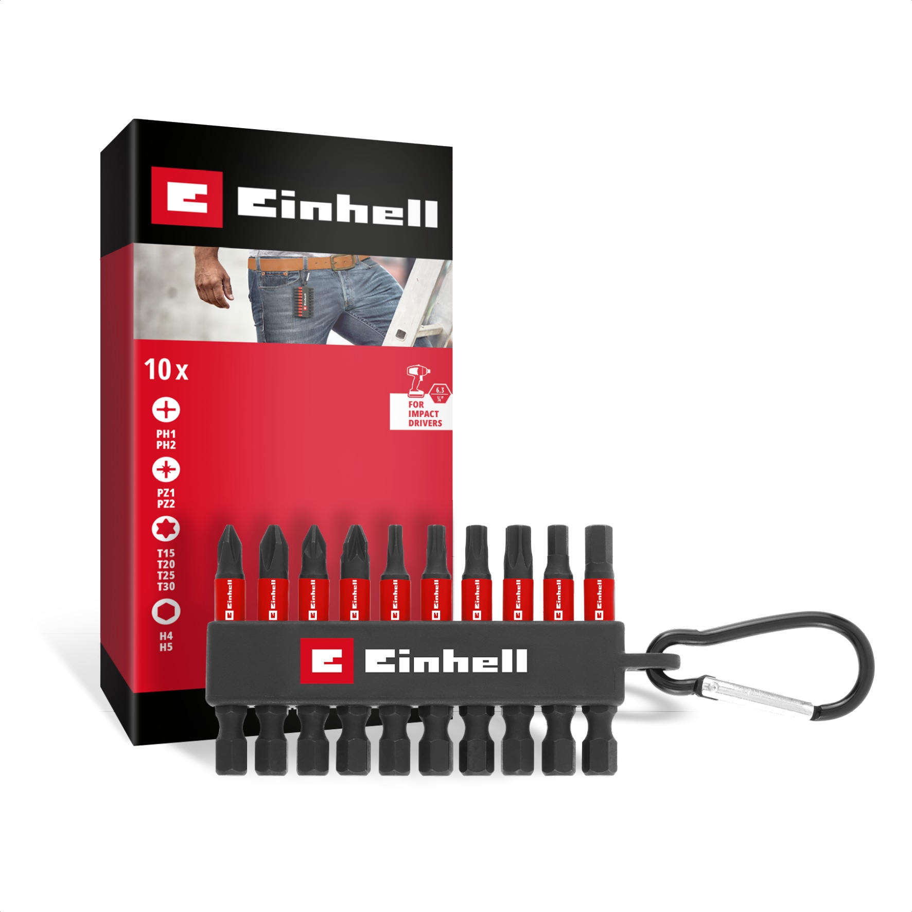 EINHELL Impact-Bit-Set, 118633, Karabiner, 10-teilig EINHELL Impact-Bit-Set, 118633, Karabiner, 10-teilig