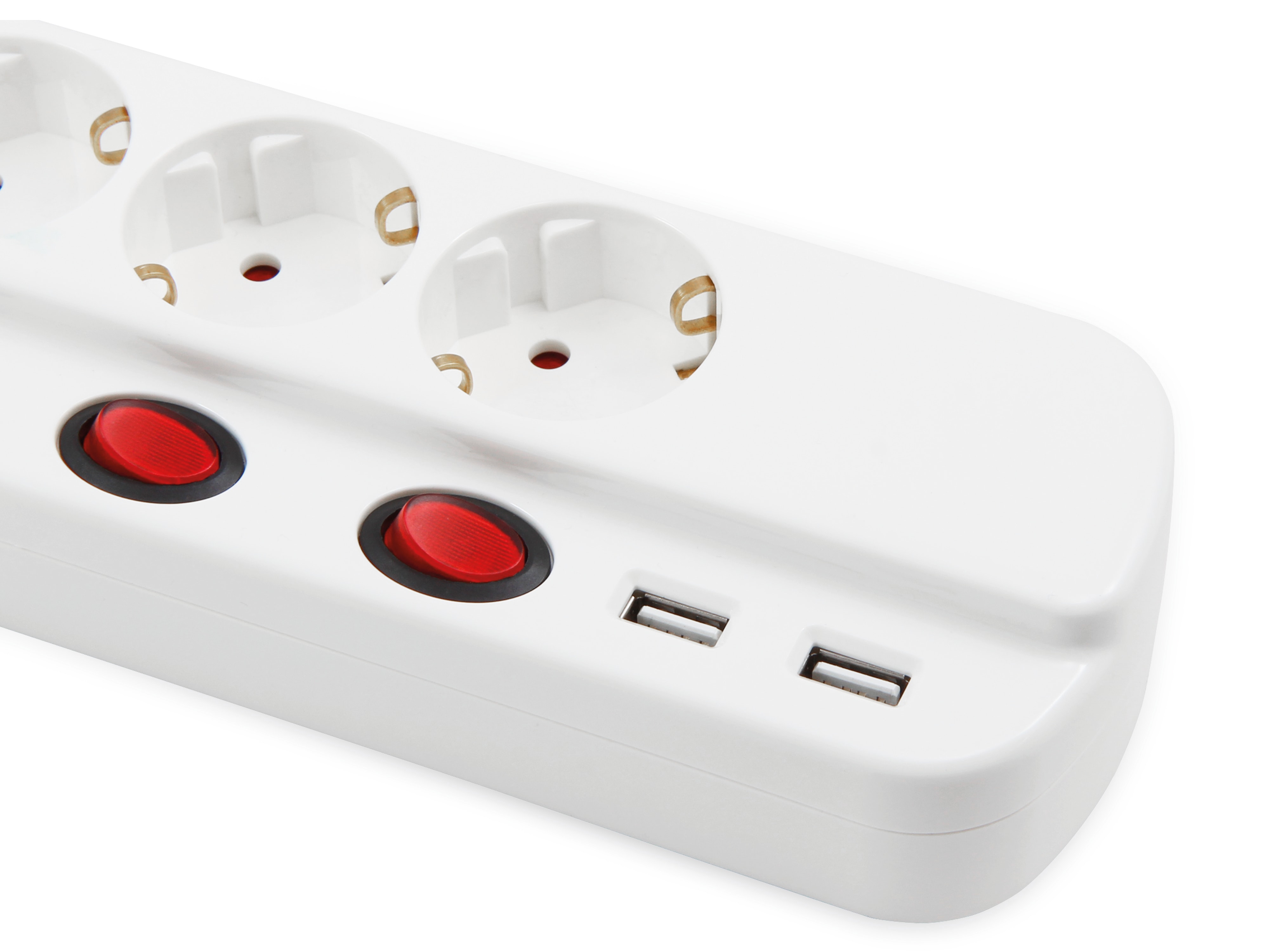MCPOWER Steckdosenleiste, 5-fach, 2xUSB, Einzelschaltung, 1,5 m Zuleitung, weiß MCPOWER Steckdosenleiste, 5-fach, 2xUSB, Einzelschaltung, 1,5 m Zuleitung, weiß