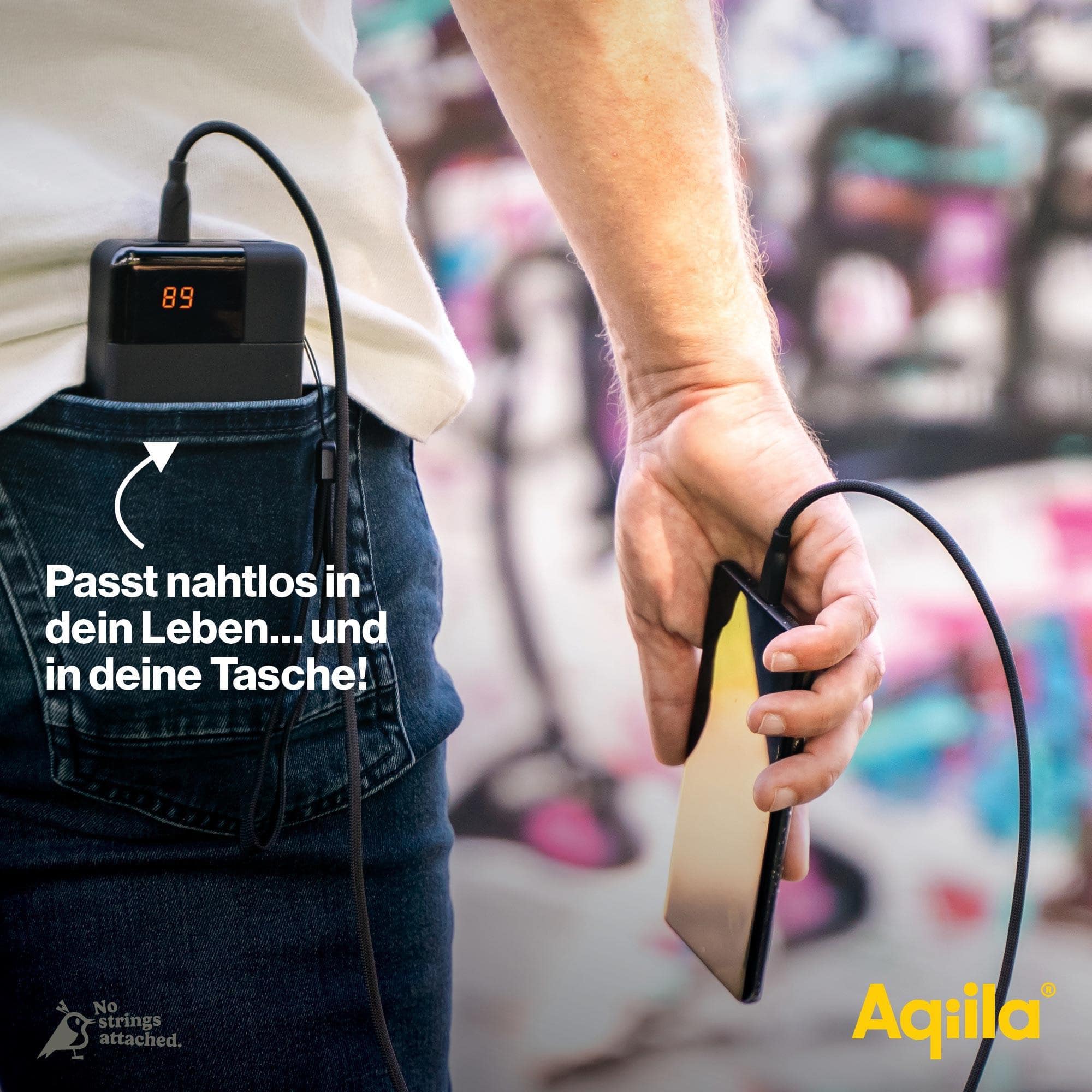 AQIILA Powerbank Powerbird B10, 20 W, 10.000mAh, 1x USB-A, 2x USB-C, schwarz AQIILA Powerbank Powerbird B10, 20 W, 10.000mAh, 1x USB-A, 2x USB-C, schwarz