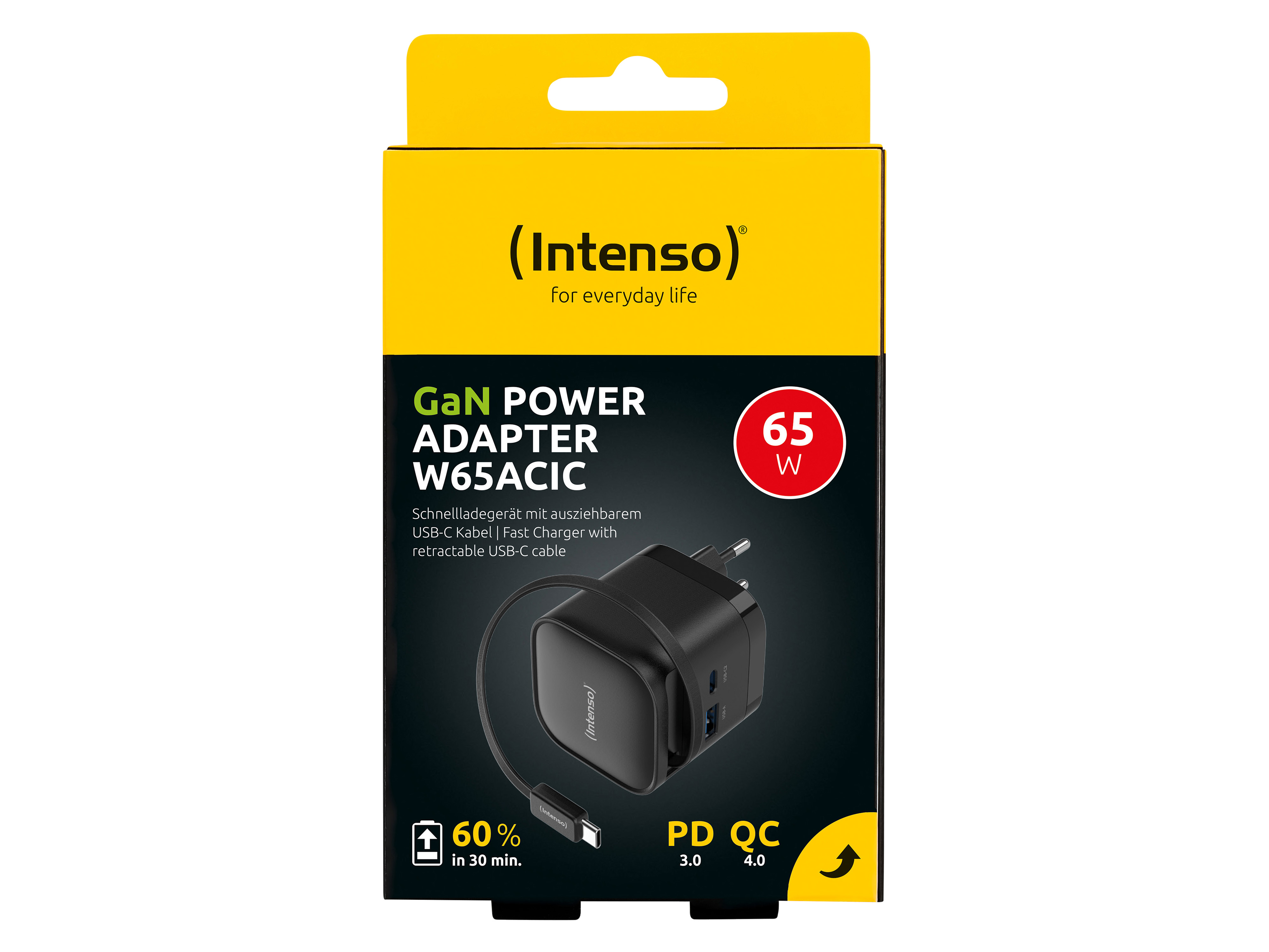 INTENSO Schnellladegerät 7806520, 65 W, Schwarz INTENSO Netzteil 7806520, 65 W, Schwarz