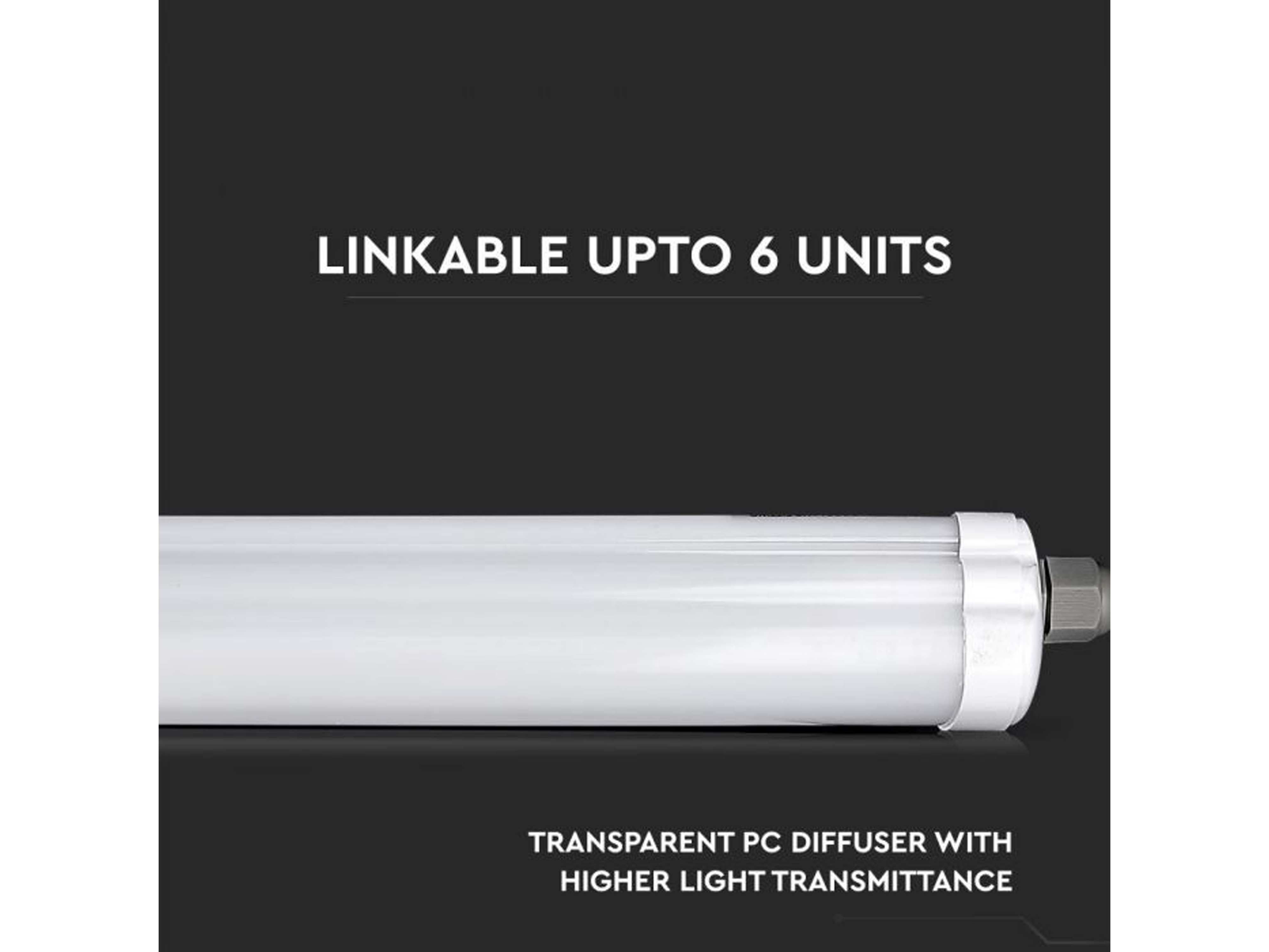 V-TAC LED-Feuchtraumleuchte VT-1574, 48W, 6500K, EEK: E, 6430lm, kaltweiß, IP65, 150 cm