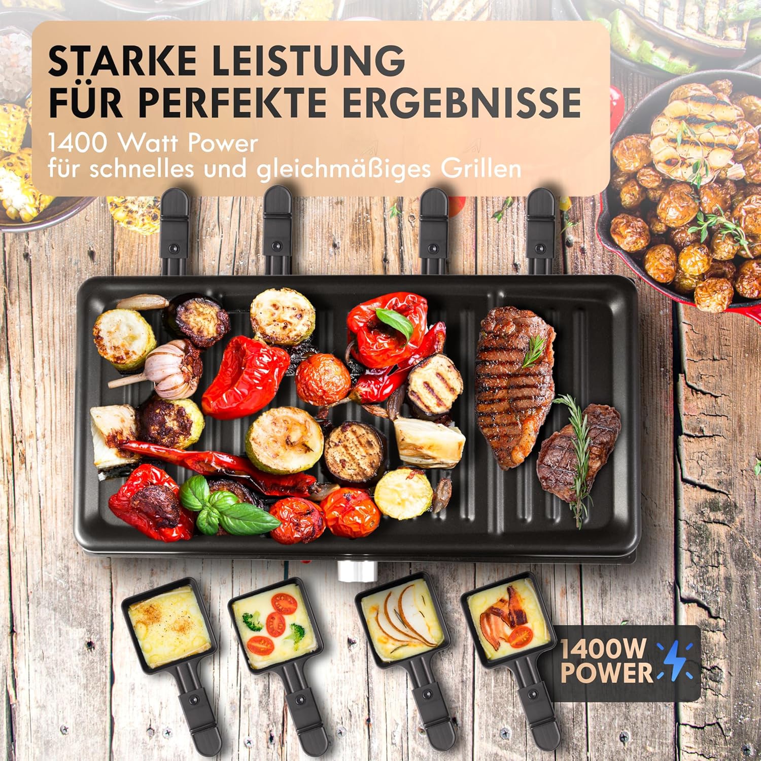 CLATRONIC Raclette RG 3757, 1400 W, 8 Personen, schwarz CLATRONIC Raclette RG 3757, 1400 W, 8 Personen, schwarz