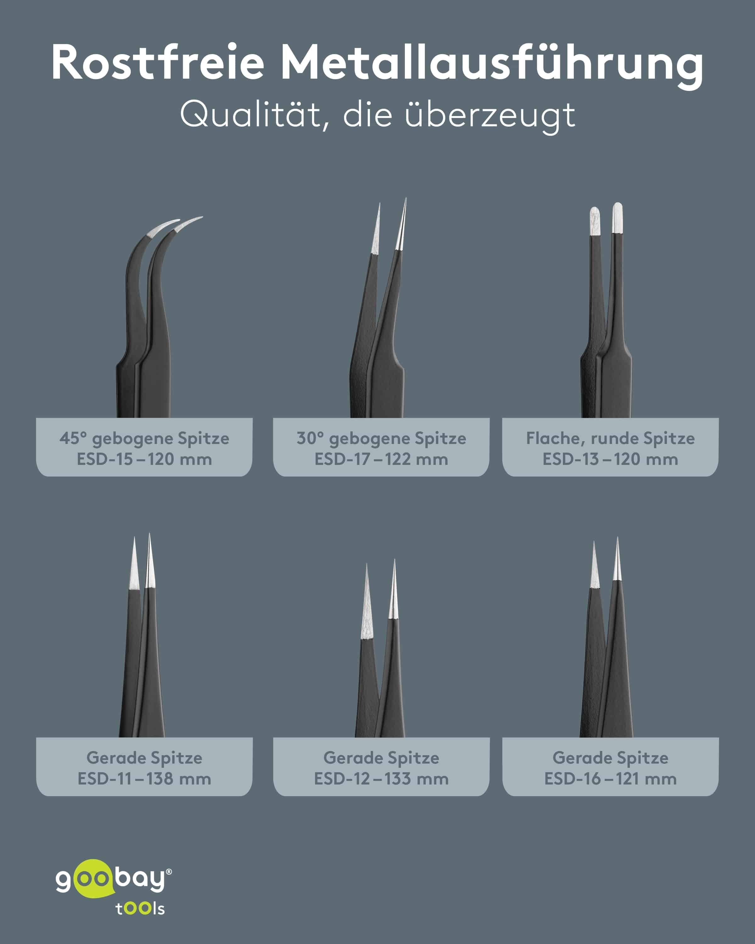 GOOBAY TOOLS Pinzetten-Set, 41256, 6-teilig GOOBAY TOOLS Pinzetten-Set, 41256, 6-teilig