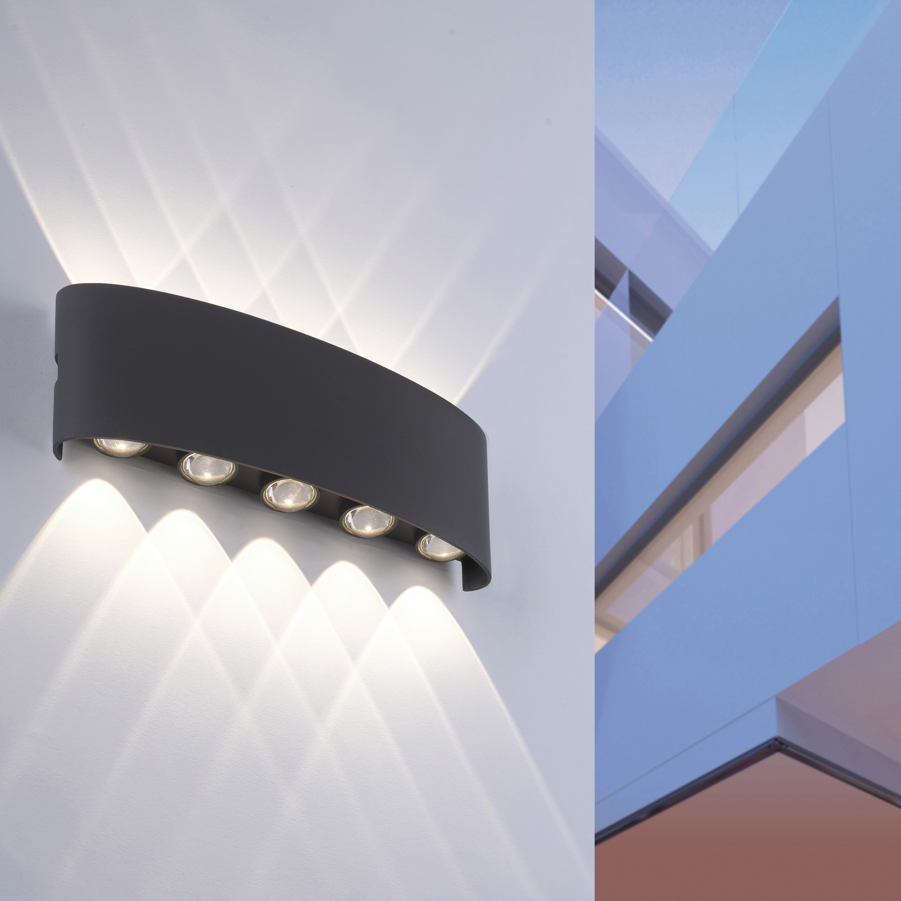 PAUL NEUHAUS LED-Wandleuchte 9489-13 anthrazit, 8 W, 1200 lm, 3000 K, IP54 PAUL NEUHAUS LED-Wandleuchte 9489-13 anthrazit, 8 W, 1200 lm, 3000 K, IP54