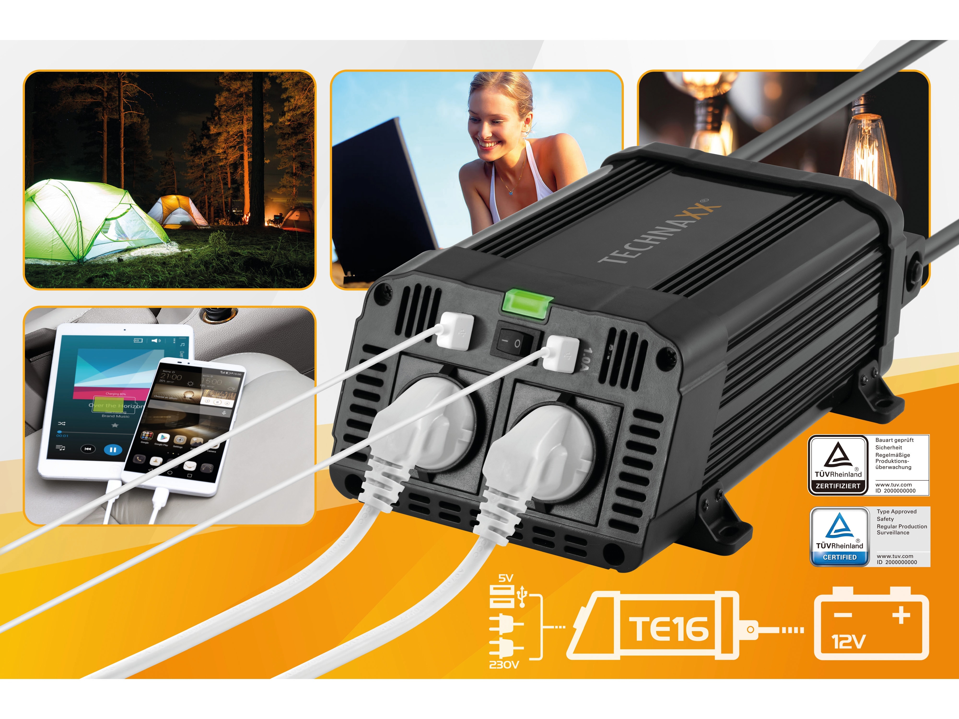 TECHNAXX Wechselrichter TE16, 1200 W TECHNAXX Wechselrichter TE16, 1200 W