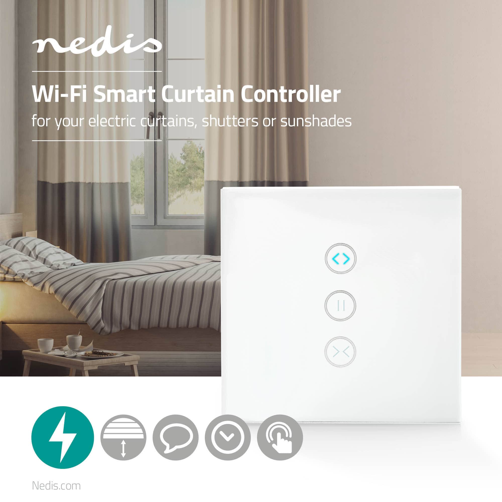 NEDIS Wandschalter SmartLife, Vohänge, Rolläden und Sonnenblenden, weiß NEDIS Wandschalter SmartLife, Vohänge, Rolläden und Sonnenblenden, weiß