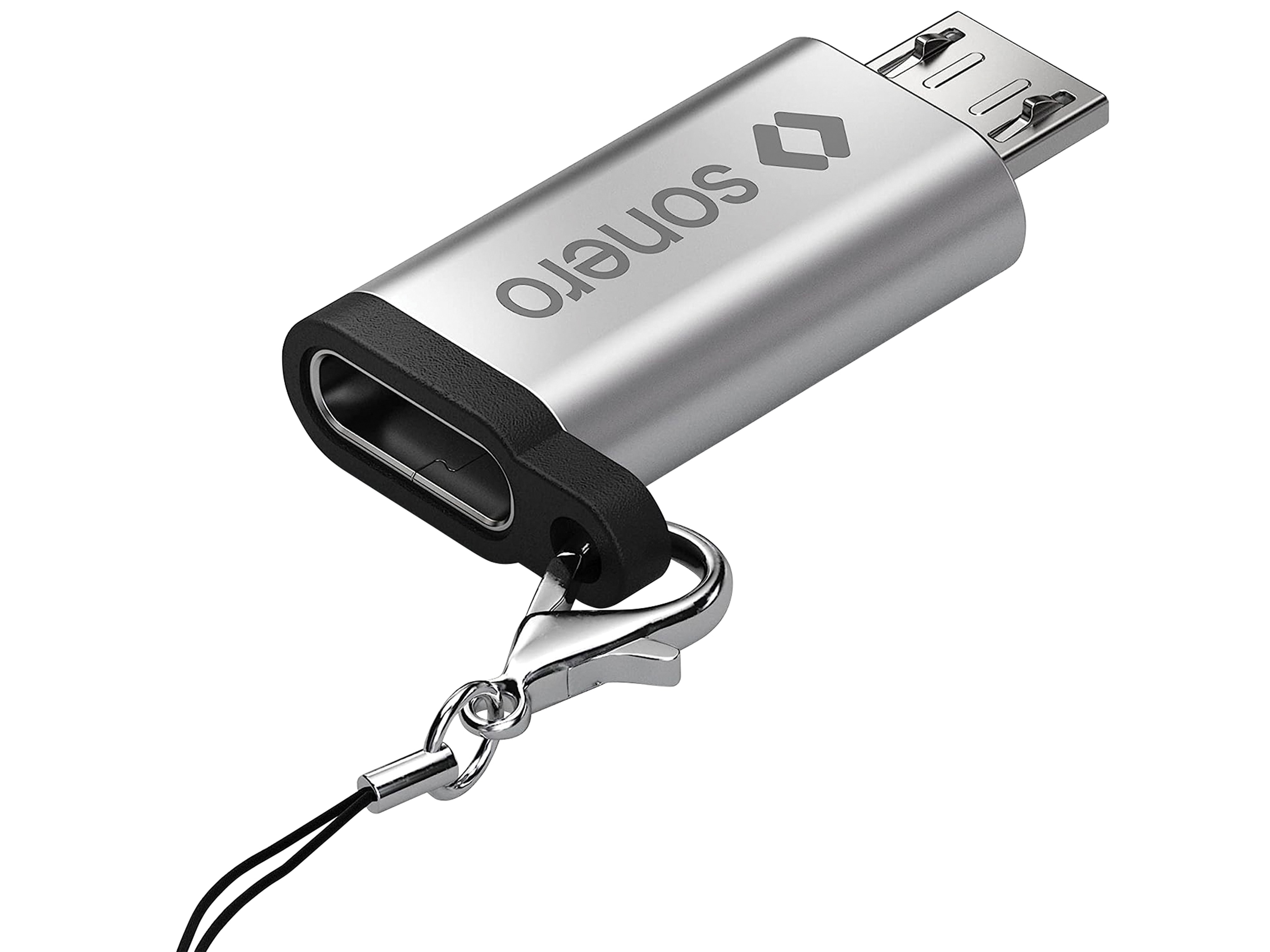 SONERO USB-Adapter OTG, Micro-USB auf USB-C Buchse, alu/silber SONERO USB-Adapter OTG, Micro-USB auf USB-C Buchse, alu/silber