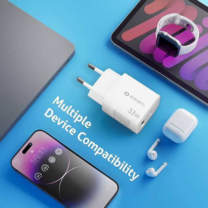 SONERO USB-C & USB-A GaN Ladegerät, X-PS121, 2 Port, 33W, weiß SONERO USB-C & USB-A GaN Ladegerät, X-PS121, 2 Port, 33W, weiß