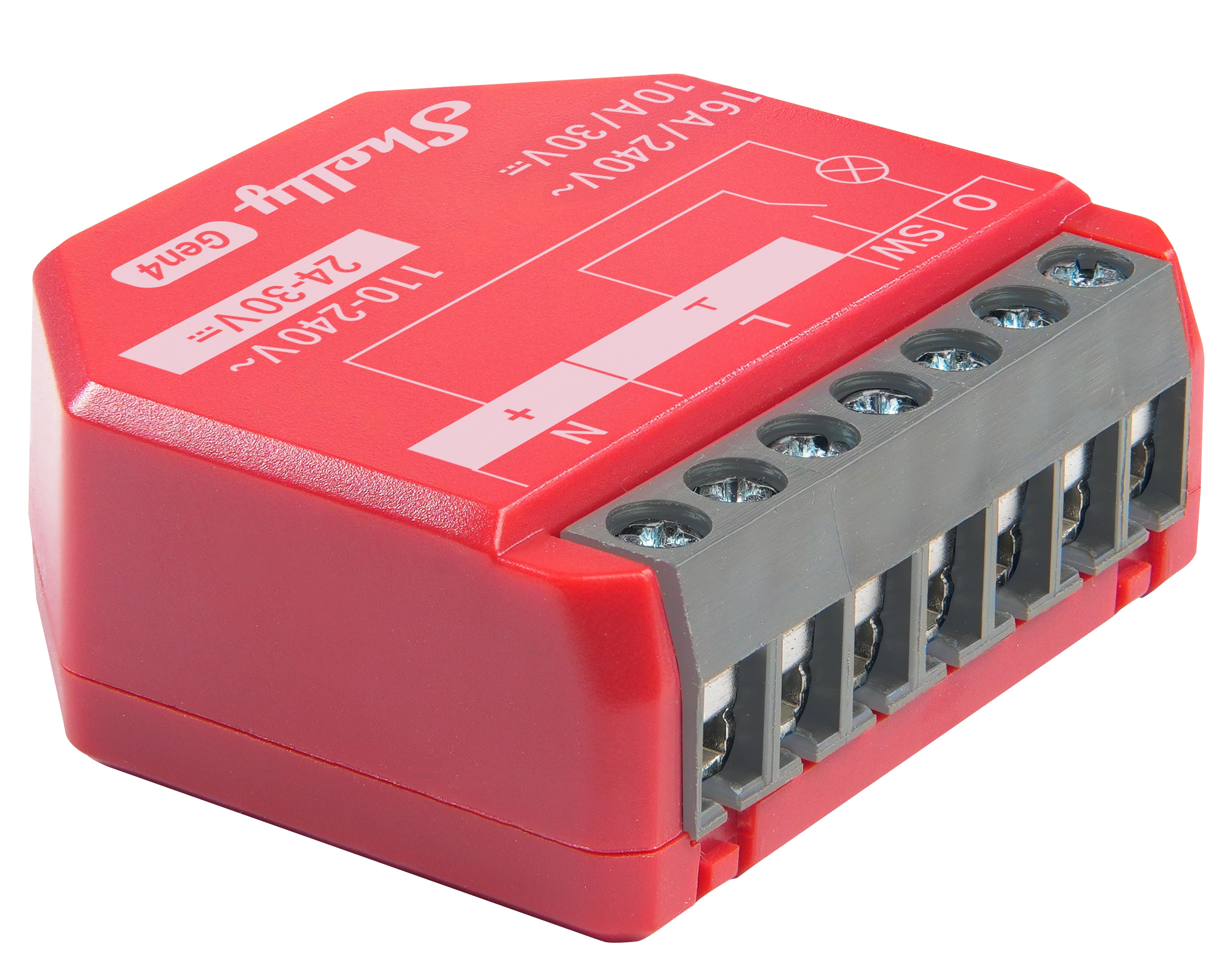SHELLY Relais 1PM Gen4, 16 A, WLAN, Bluetooth, rot SHELLY Relais 1PM Gen4, 16 A, WLAN, Bluetooth, rot