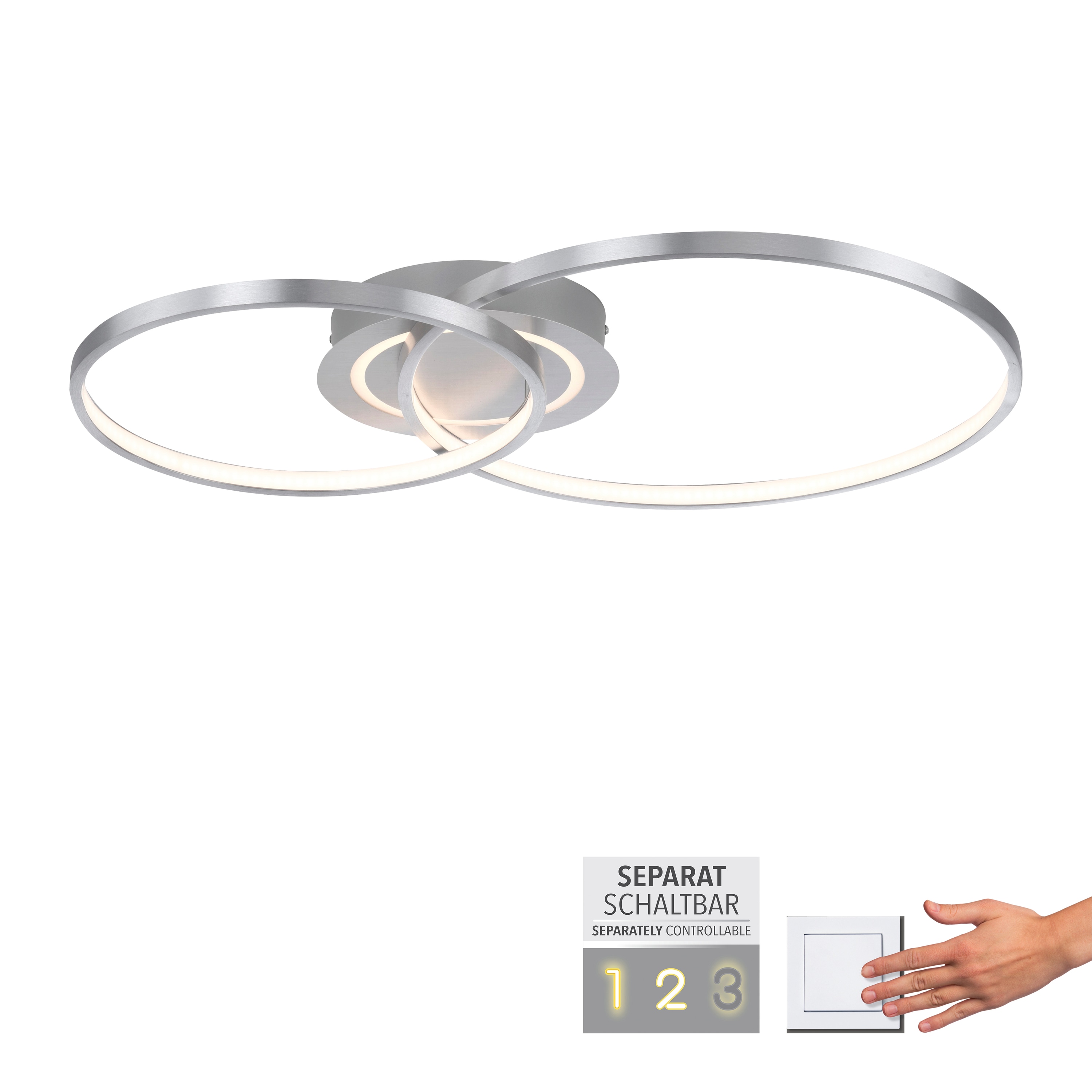 JUST LIGHT LED-Deckenleuchte 14540-95 aluminium, 27,6 W, 3480 lm, 3000 K JUST LIGHT LED-Deckenleuchte 14540-95 aluminium, 27,6 W, 3480 lm, 3000 K