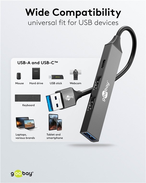 GOOBAY USB3.2 Hub 74458 Slim 4 Port USB-A auf USB-C/USB-A GOOBAY USB3.2 Hub 74458 Slim 4 Port USB-A auf USB-C/USB-A