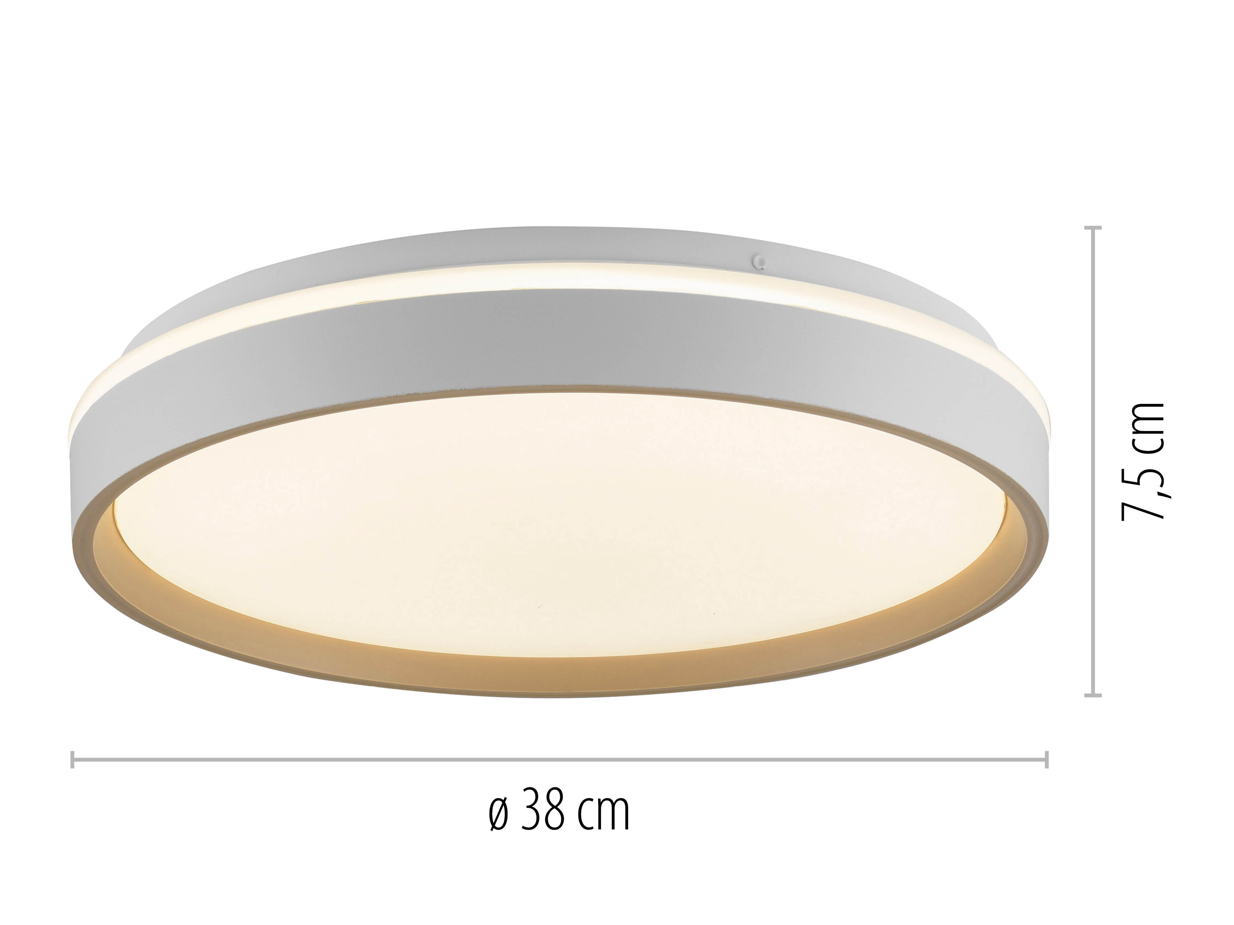 JUST LIGHT LED-Deckenleuchte 14277-39, 20W, CCT, 2700lm, IP20, weiß/sand