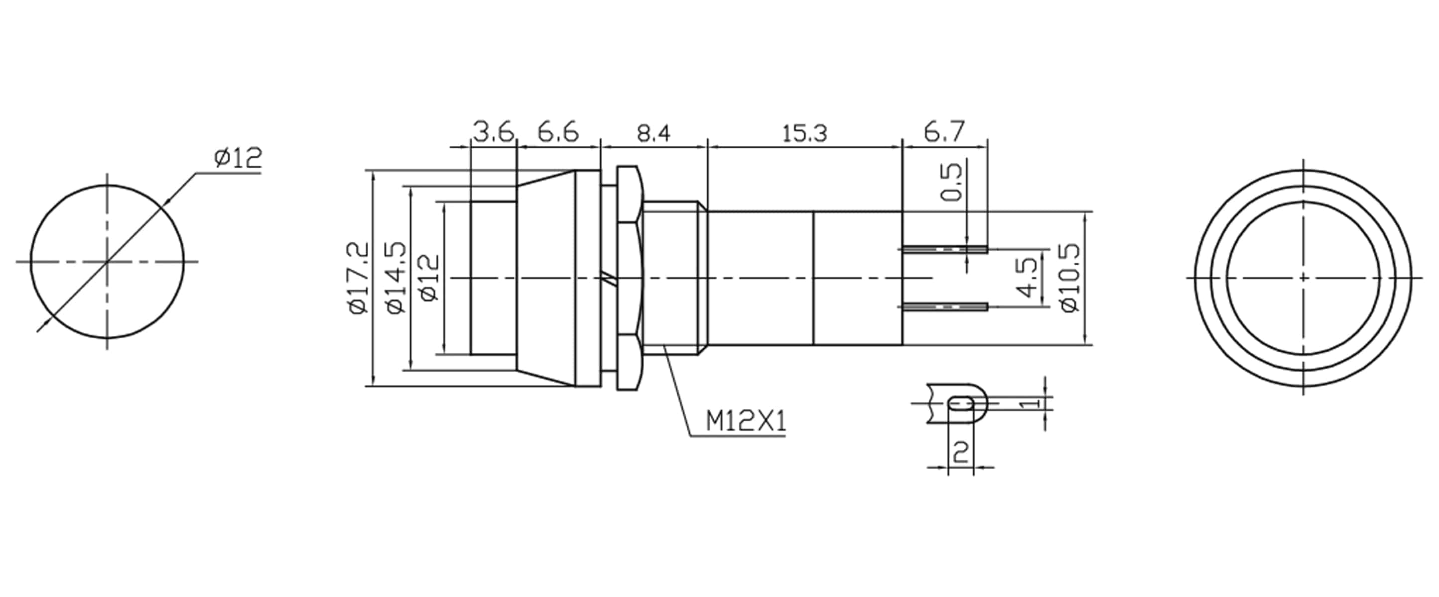 Einbau-Druckschalter PBS-11A, rund, Ein/Aus, gelb Einbau-Druckschalter PBS-11A, rund, Ein/Aus, gelb