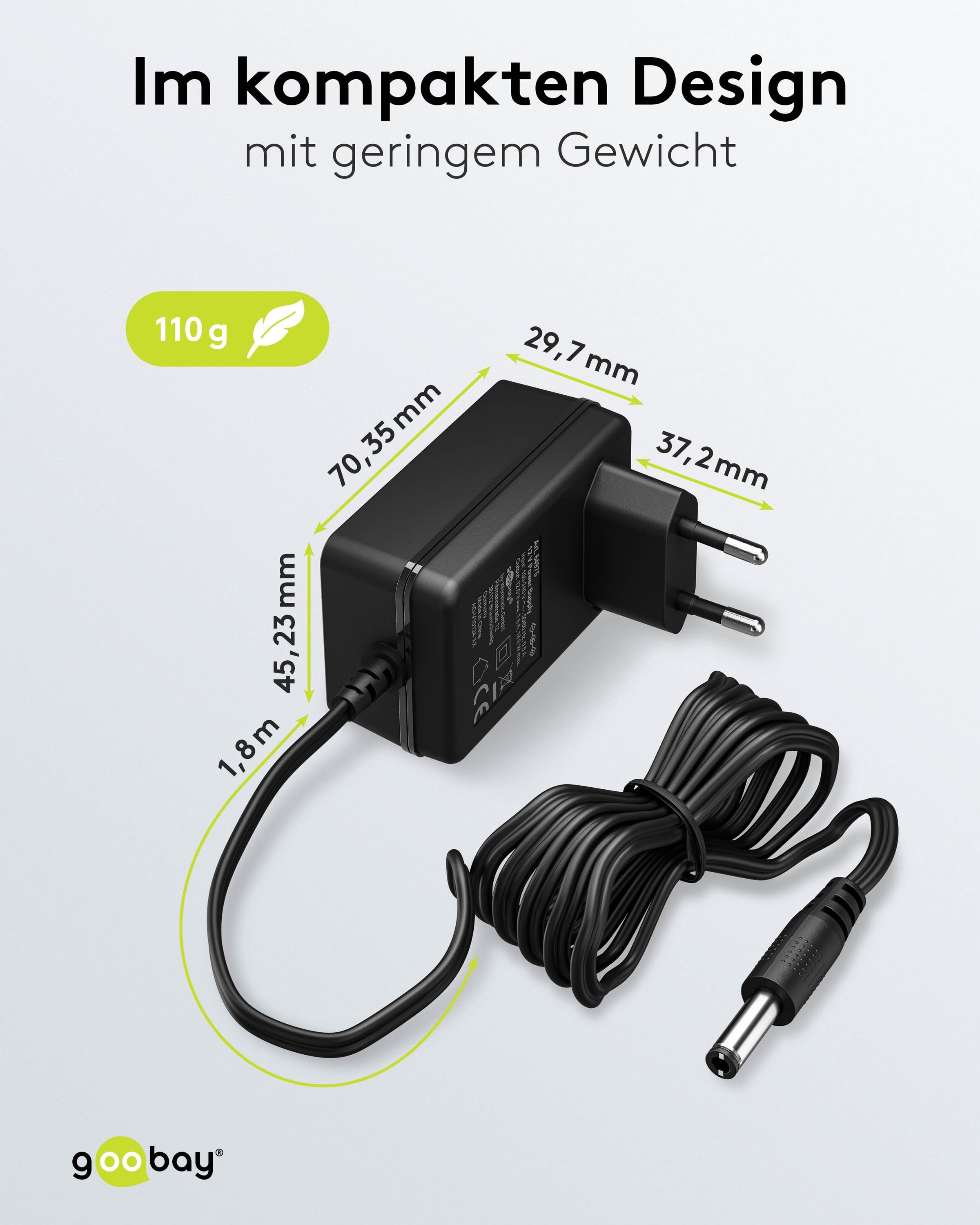 GOOBAY Universal-Netzteil 64975, 12 V-/1 A, 18 W, 5,5x2,1 mm, schwarz GOOBAY Universal-Netzteil 64975, 12 V-/1 A, 18 W, 5,5x2,1 mm, schwarz