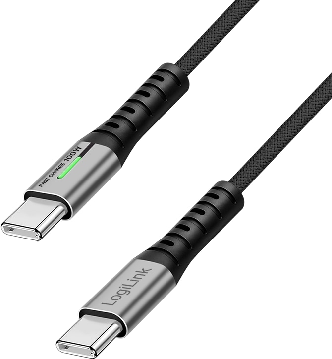 LOGILINK USB3.2 Kabel CU0430 USB-C M/USB-C M 100W LED Metall 0,3m schwarz LOGILINK USB3.2 Kabel CU0430 USB-C M/USB-C M 100W LED Metall 0,3m schwarz
