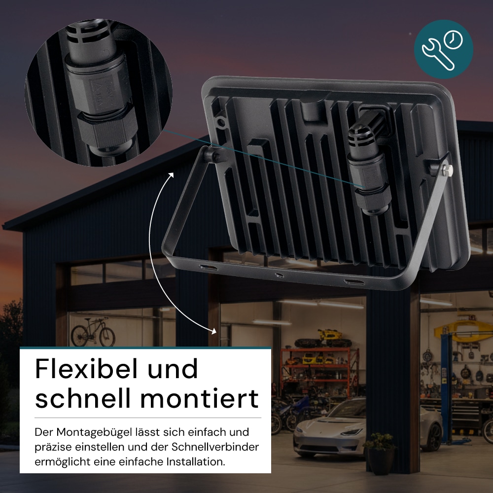 LUXULA LED-Fluter mit Schnellverbinder, EEK: F, 50W, 5000lm, 4000K, schwarz LUXULA LED-Fluter mit Schnellverbinder, EEK: F, 50W, 5000lm, 4000K, schwarz