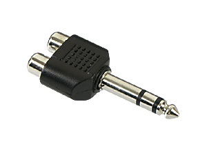 GOOBAY Klinkenadapter, Stecker 6,3 mm stereo / 2x Cinchkupplung, schwarz GOOBAY Klinkenadapter, Stecker 6,3 mm stereo / 2x Cinchkupplung, schwarz