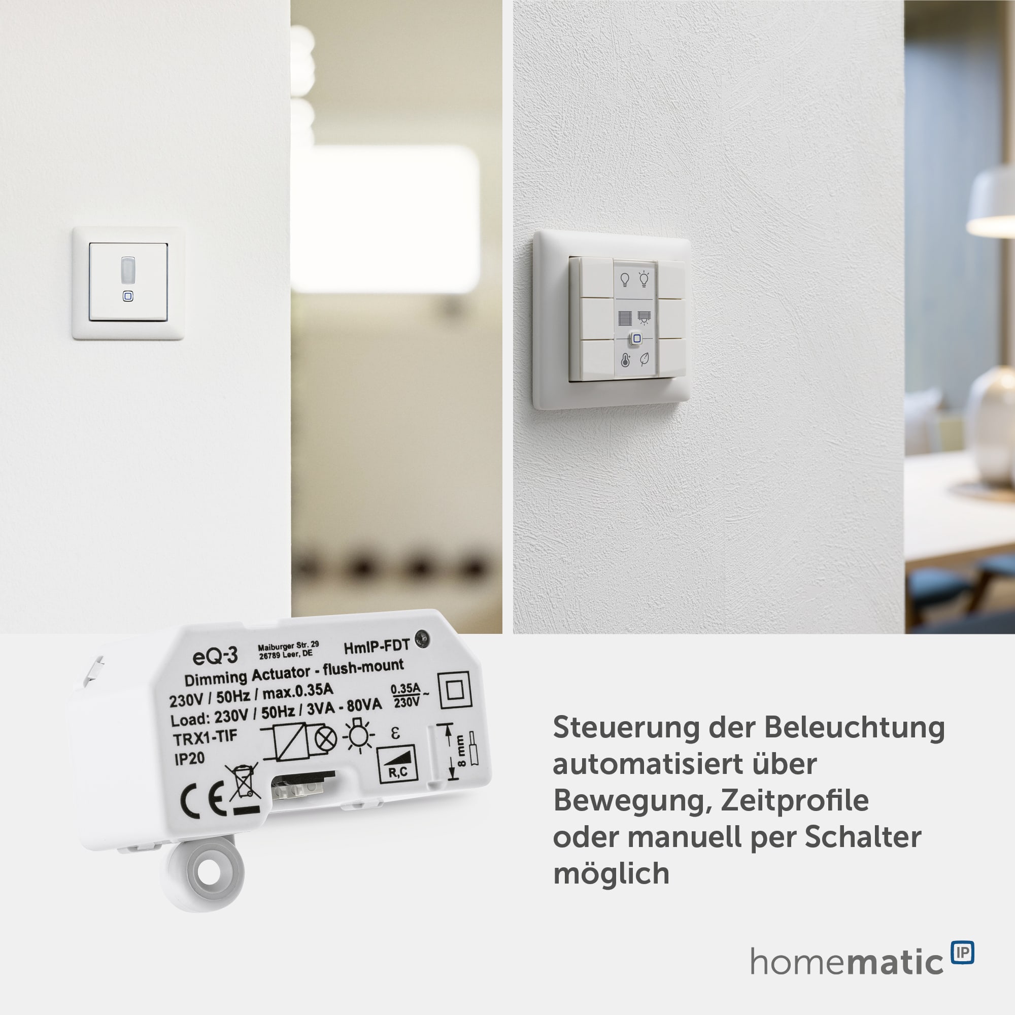 HOMEMATIC IP Smart Home 150609A0, Dimmaktor, Unterputz, Phasenabschnitt HOMEMATIC IP Smart Home 150609A0, Dimmaktor, Unterputz, Phasenabschnitt
